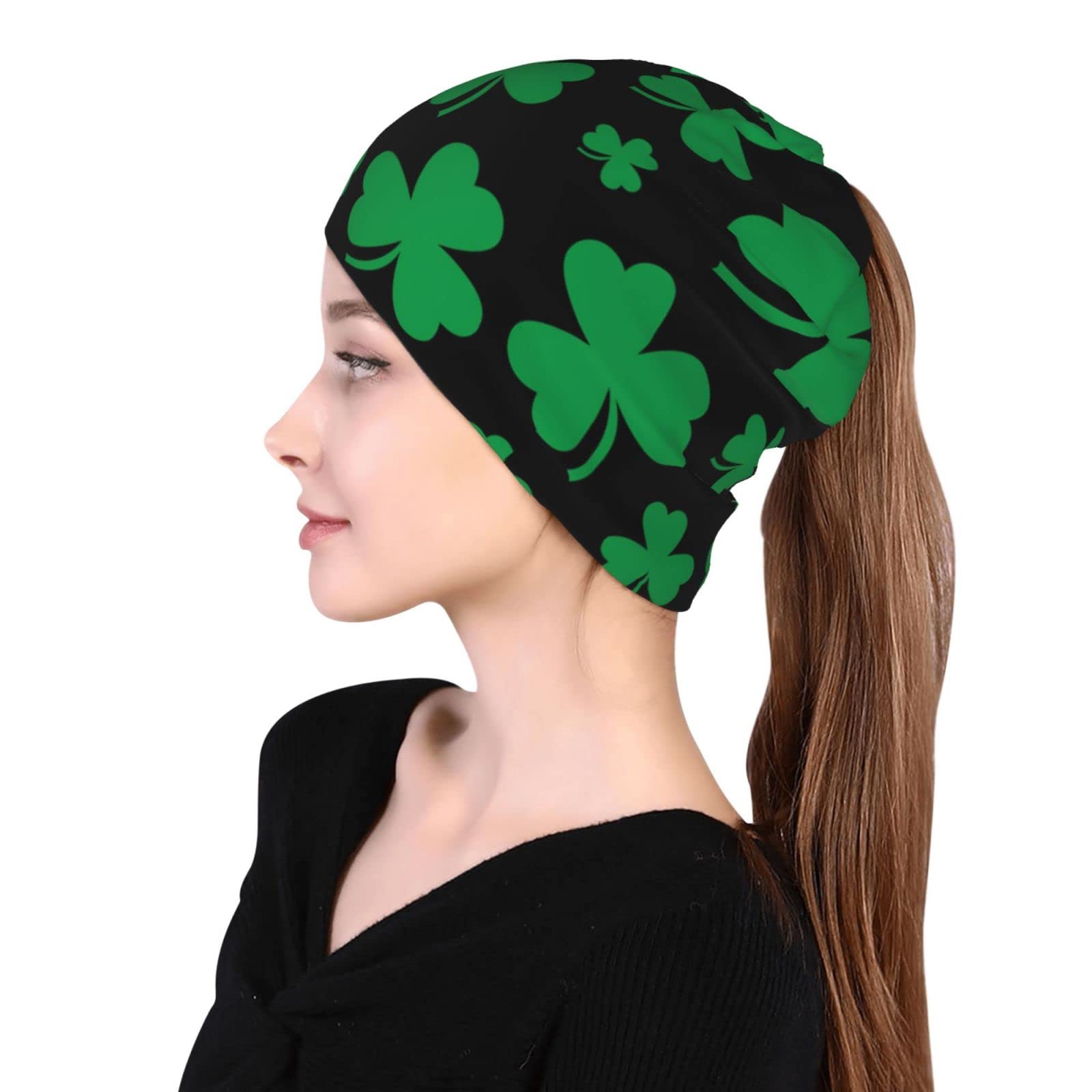 ASYG St. Patrick's Day Shamrocks Beanie Hat for Men & Women - Warm Knit Slouchy Skull Cap for Winter - Perfect for Irish Festivals, Holiday Parties & Cold Weather Outfits