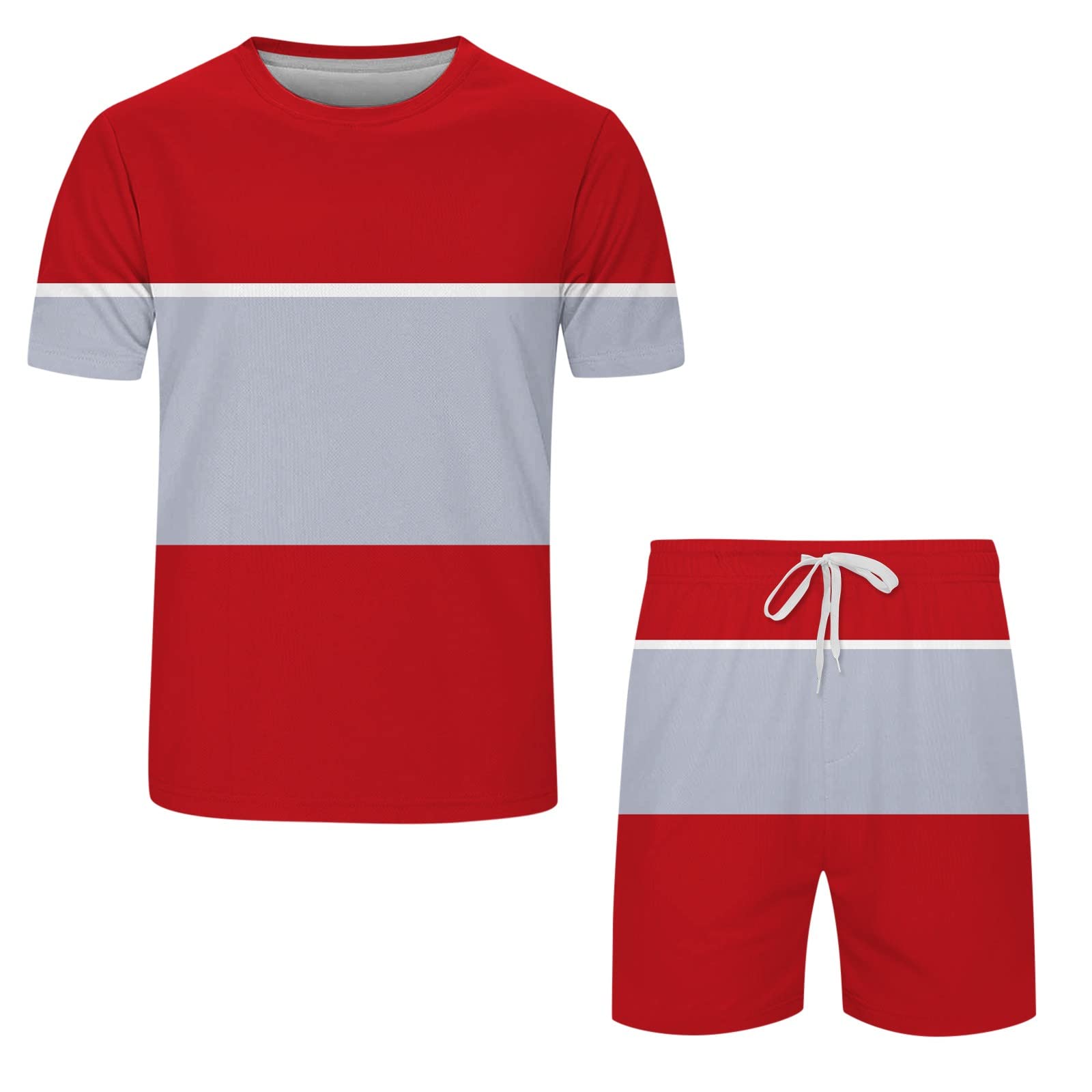 **Men's 2-Piece Tracksuit Set - Lightweight Summer Short Sleeve Outfit for Casual Wear, Gym & Travel**