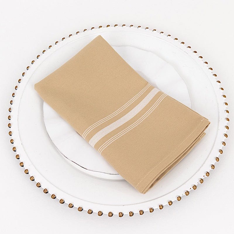 10 Pack Striped Polyester Napkins 18x22 Inches - Elegant Table Linens for Dinner Parties, Weddings & Home Decor