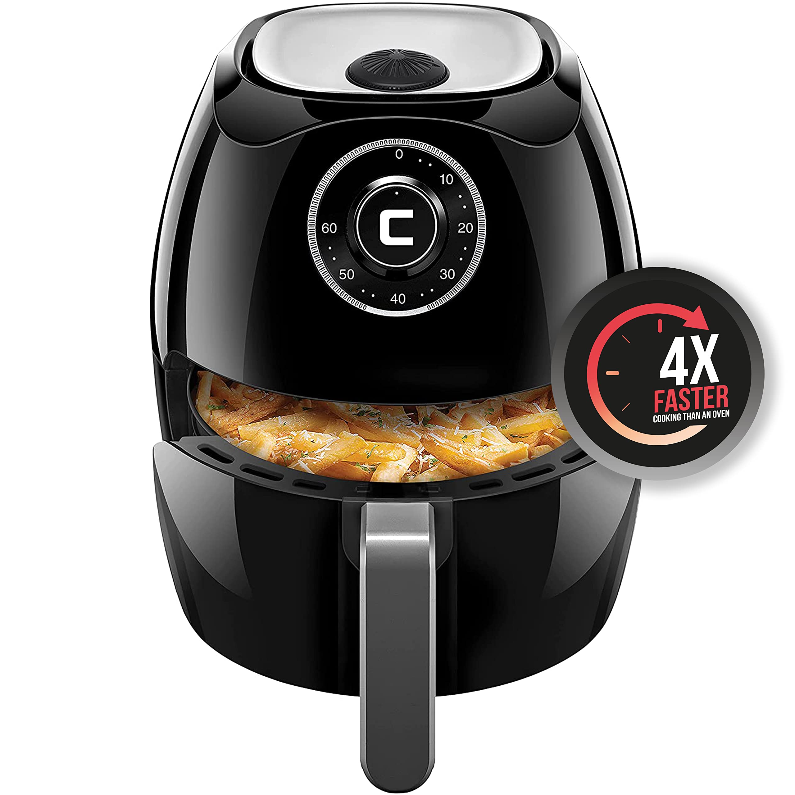 Chefman 6.5 Quart XL Air Fryer Oven - Oil Free Healthy Cooking, 60-Min Timer & Auto Shut Off, Dishwasher Safe BPA-Free, Space Saving Flat Basket - Perfect for Family Meals, Chicken Wings & French Fries