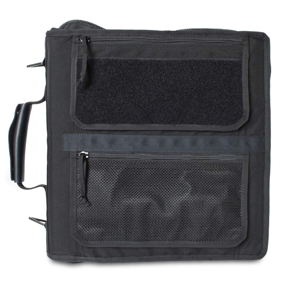 Tactical Notebook Cover - 3-Ring Binder Organizer with Zipper & Leather Handle | Fits 3-4 Inch Binders | Durable Field Notebook for Military, Outdoor & Office Use | Waterproof Tactical Gear (Black)