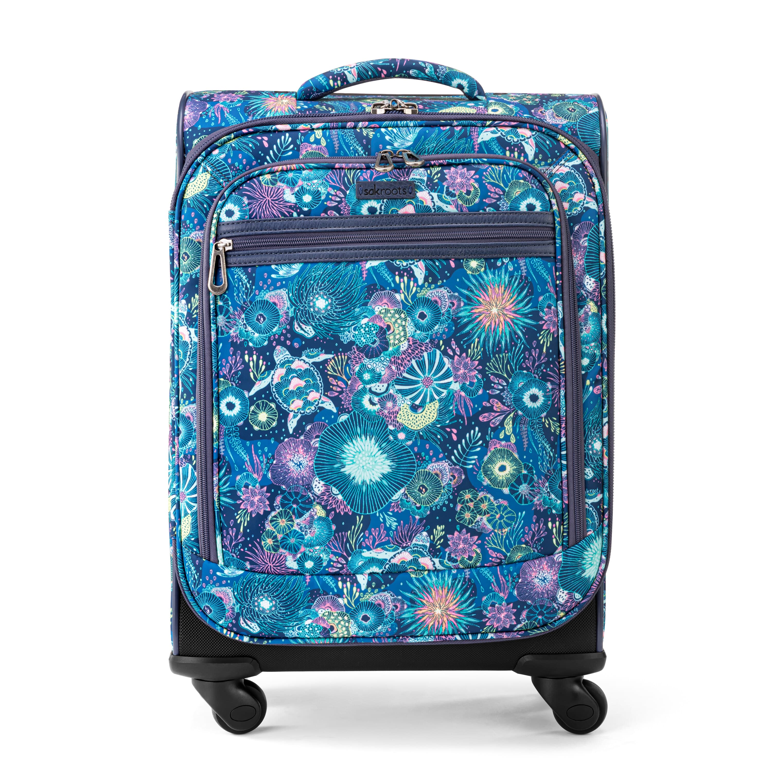 On The Go 21 Spinner Luggage Set - Eco-Friendly EcoTwill Fabric in Royal Blue Seascape - Perfect for Business Travel & Vacation Suitcase
