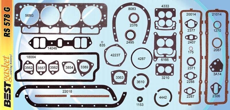 Cadillac 365 390 Full Engine Gasket Set - Compatible with 1956-1962 Models (Includes Head, Intake, Exhaust & Oil Pan Gaskets) - Perfect for Classic Car Restoration & Engine Rebuild Projects