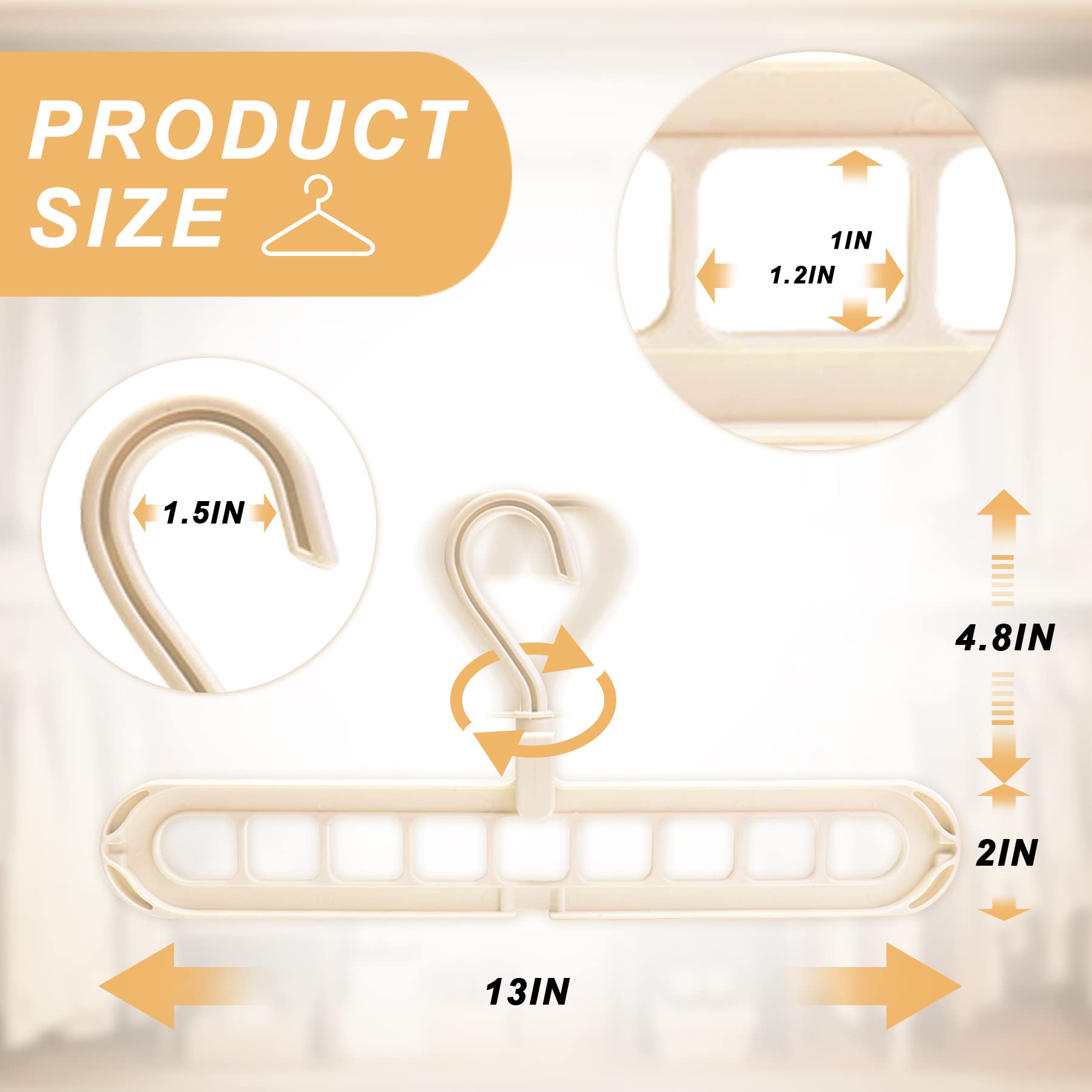 5 Pack Multifunctional Space Saving Closet Organizer Hangers - Durable White Plastic Hooks for Shirts, Dresses & Clothes Storage - Perfect for Bedroom, Closet & Wardrobe Organization
