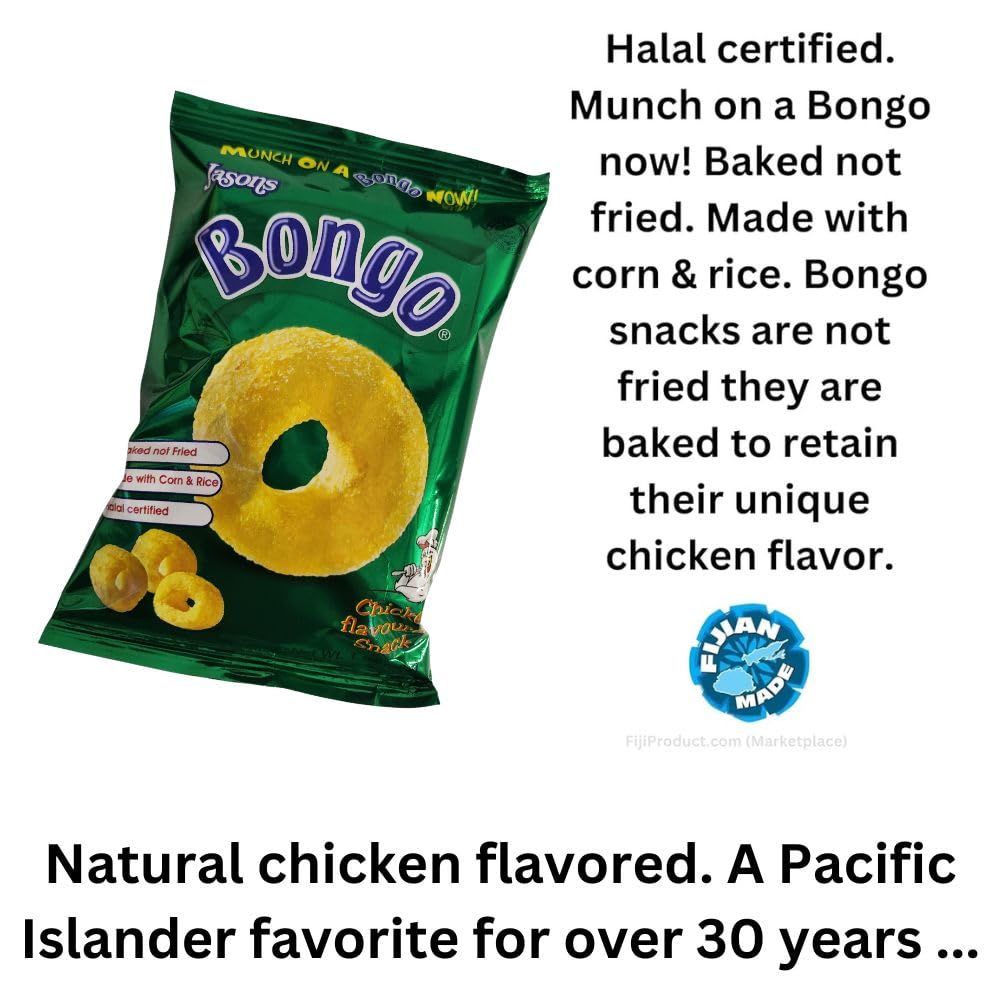 Bongo Chicken Flavor Puff Snacks - Value Pack of 10 x 28g Bags | Crunchy & Delicious Pacific Islanders' Favorite Snack for Parties, Road Trips & Movie Nights