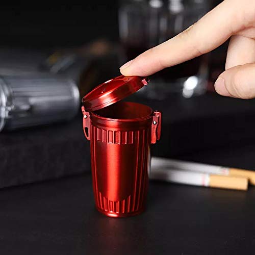 Mini Metal Trash Can with Lid - Portable Ashtray & Cigarette Holder for Home, Office, Car, and Outdoor Use - Perfect for Smokers (1 Pack)