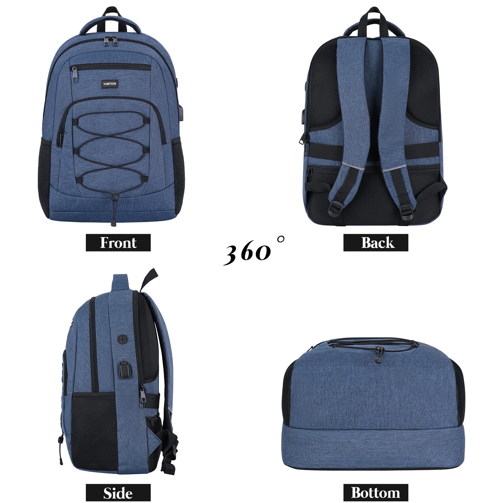 17.3 Inch Laptop Backpack for Men & Teens - Durable School Bookbag with USB Charging Port, College Backpack for High School Students & Office Professionals - Perfect for Work, Travel & Daily Commute