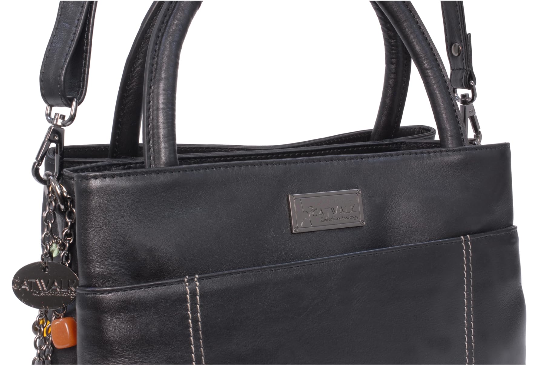 Catwalk Collection Women's Leather Shoulder Bag - Medium Tote with Adjustable Crossbody Strap in Rosaline - Stylish Purse for Work, Travel & Everyday Use