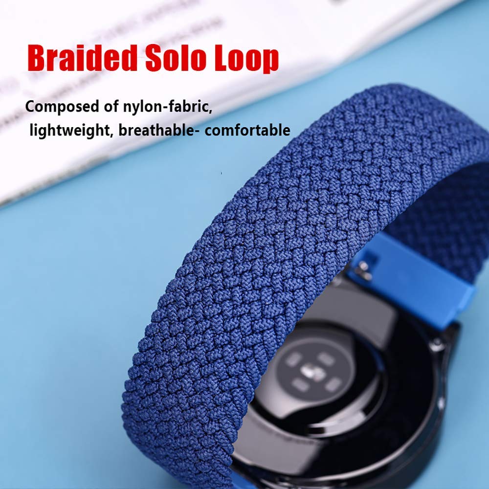 Stretchy Braided Solo Loop Band for Samsung Galaxy Watch 3 45mm/Galaxy Watch 46mm - 22mm Elastic Sport Strap Woven Watch Band Compatible with Huawei Watch 2 Classic - Comfortable for Running, Gym & Daily Wear