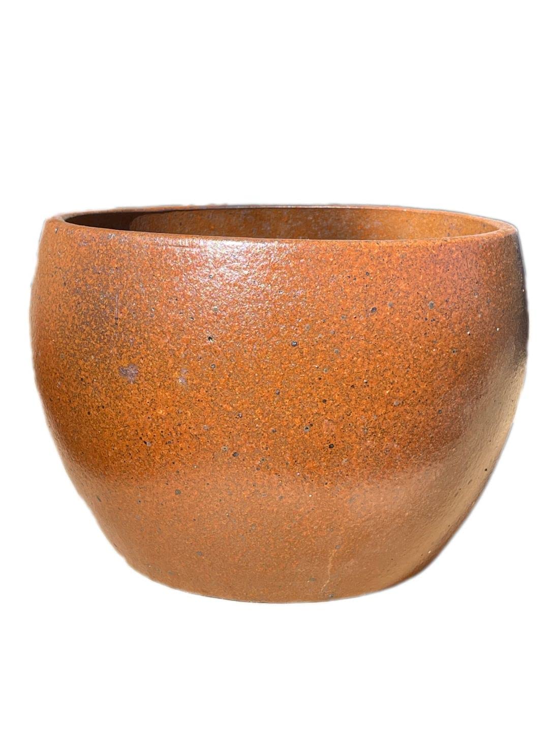 10,000 Pots Ceramic Globe Planter - Short Round Garden Pot for Indoor & Outdoor Plants (13'' Diameter x 10'' Height, Iron Finish) - Perfect for Succulents, Herbs & Home Décor