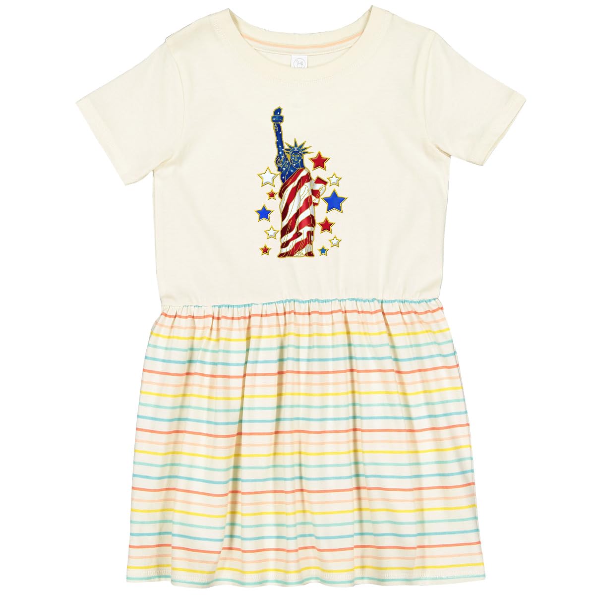 Inktastic Statue of Liberty Toddler Dress - Cute American Flag Print Girls Outfit for 4th of July, Independence Day & Patriotic Events
