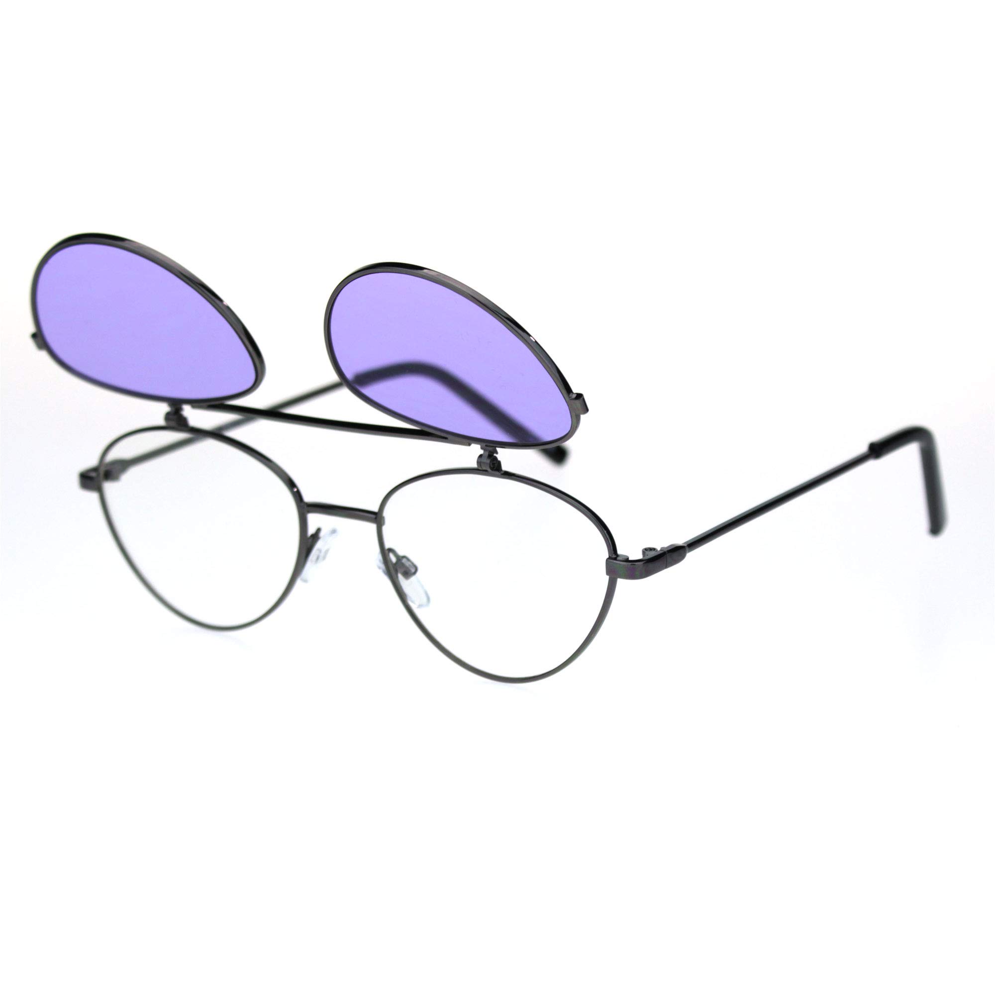 SA106 Vintage Hipster Hippie Pop Color Flip Up Lens Pimp Daddy Sunglasses - Retro Style for Men & Women - Perfect for Music Festivals, Beach Parties & Summer Fashion