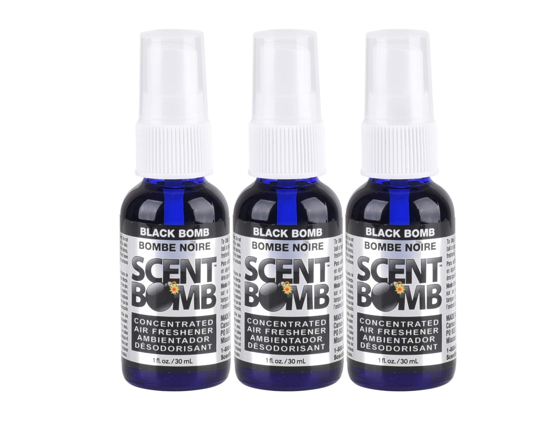 Premium Scent Bomb Air Freshener Spray - 100% Oil Based Concentrated Odor Eliminator for Car, Home, Office & Bathroom - Long Lasting Fragrance (Black Bomb, 3 Pack) - Perfect for Vehicles, Living Spaces & Eliminating Pet & Smoke Odors