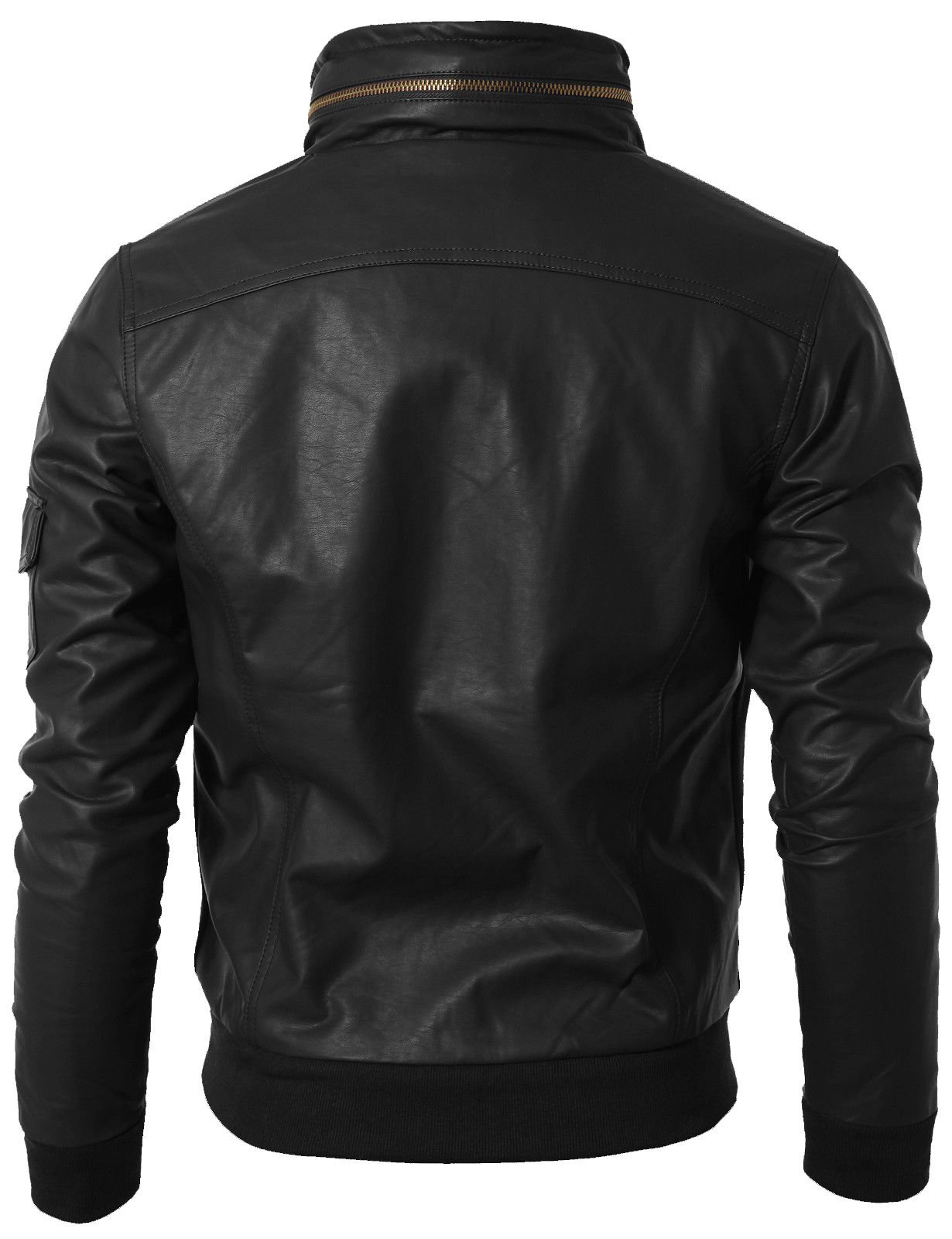 Men's Distressed Leather Jacket | Black Motorcycle Bomber Jacket | Stylish Fashionable Outerwear with Zipper | Perfect for Biker Rides, Casual Wear & Night Out