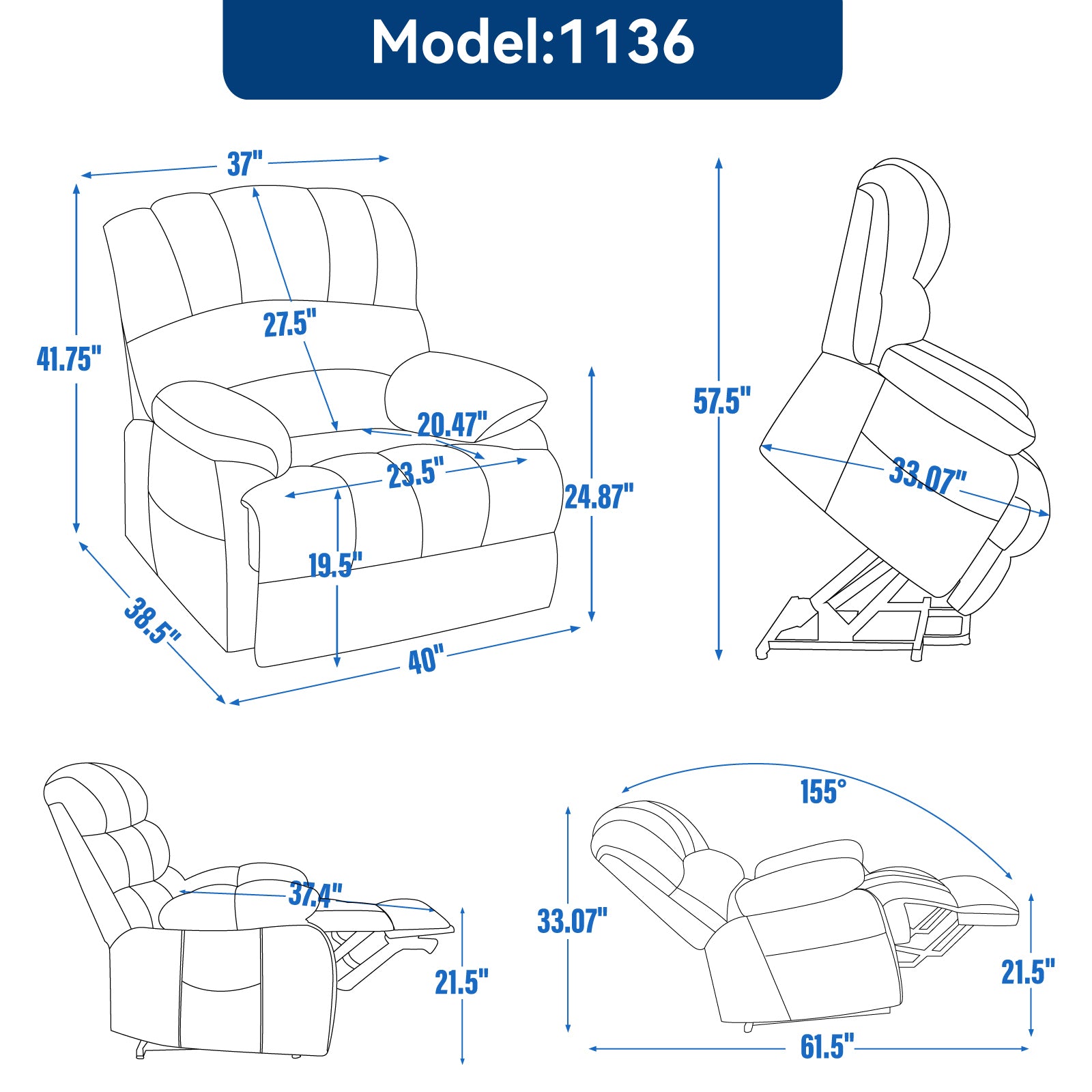 Extra Wide 23-Inch High Back Large Beige Chenille Power Lift Recliner Chair with 8-Point Vibration Massage & Lumbar Heating - Perfect for Living Room, Home Theater & Elderly Comfort