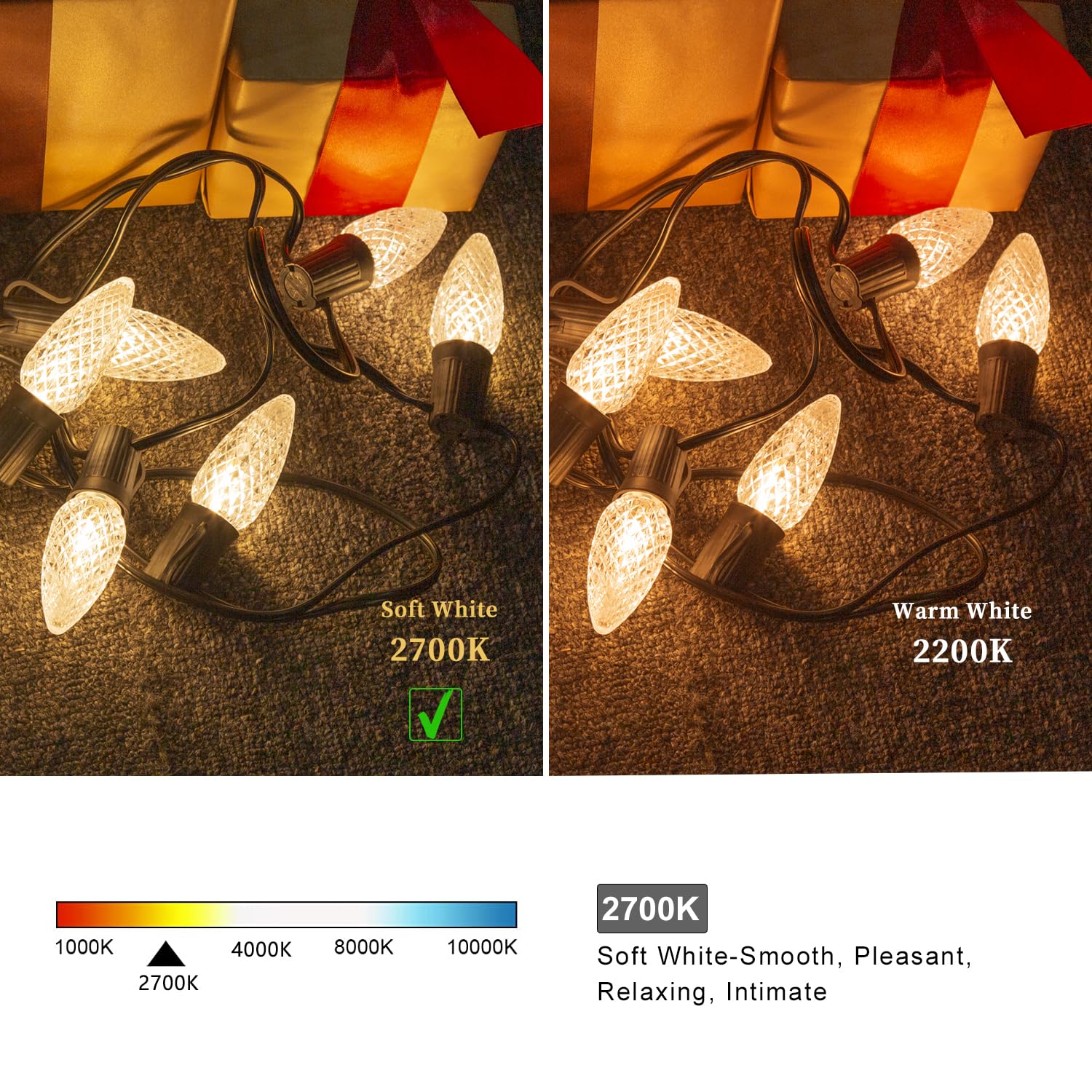 25 Pack Shatterproof C9 LED Christmas Lights Bulbs - Waterproof Outdoor String Lights Replacement, E17 Base, 0.7W (7W Equivalent), 2700K Warm White, 40LM - Perfect for Holiday Decorations, Porch Lighting, and Christmas Tree Illumination