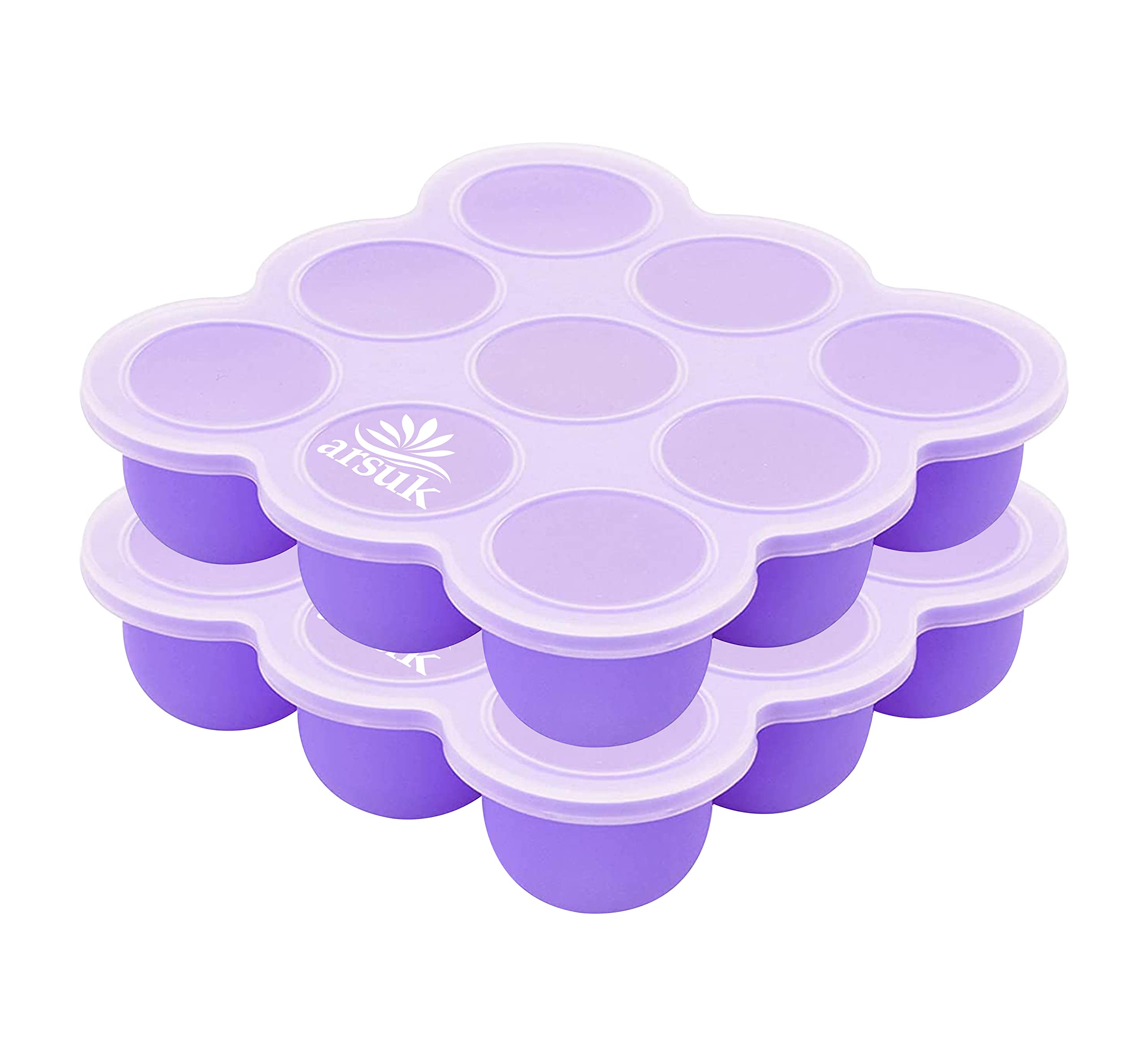 ARSUK 9-Pack 75ml Baby Food Storage Containers with Lids - BPA-Free Silicone Freezer Pots for Infant Weaning | Leakproof, Stackable & Reusable | Safe for Dishwasher & Microwave | Perfect for Meal Prep, Daycare & Travel