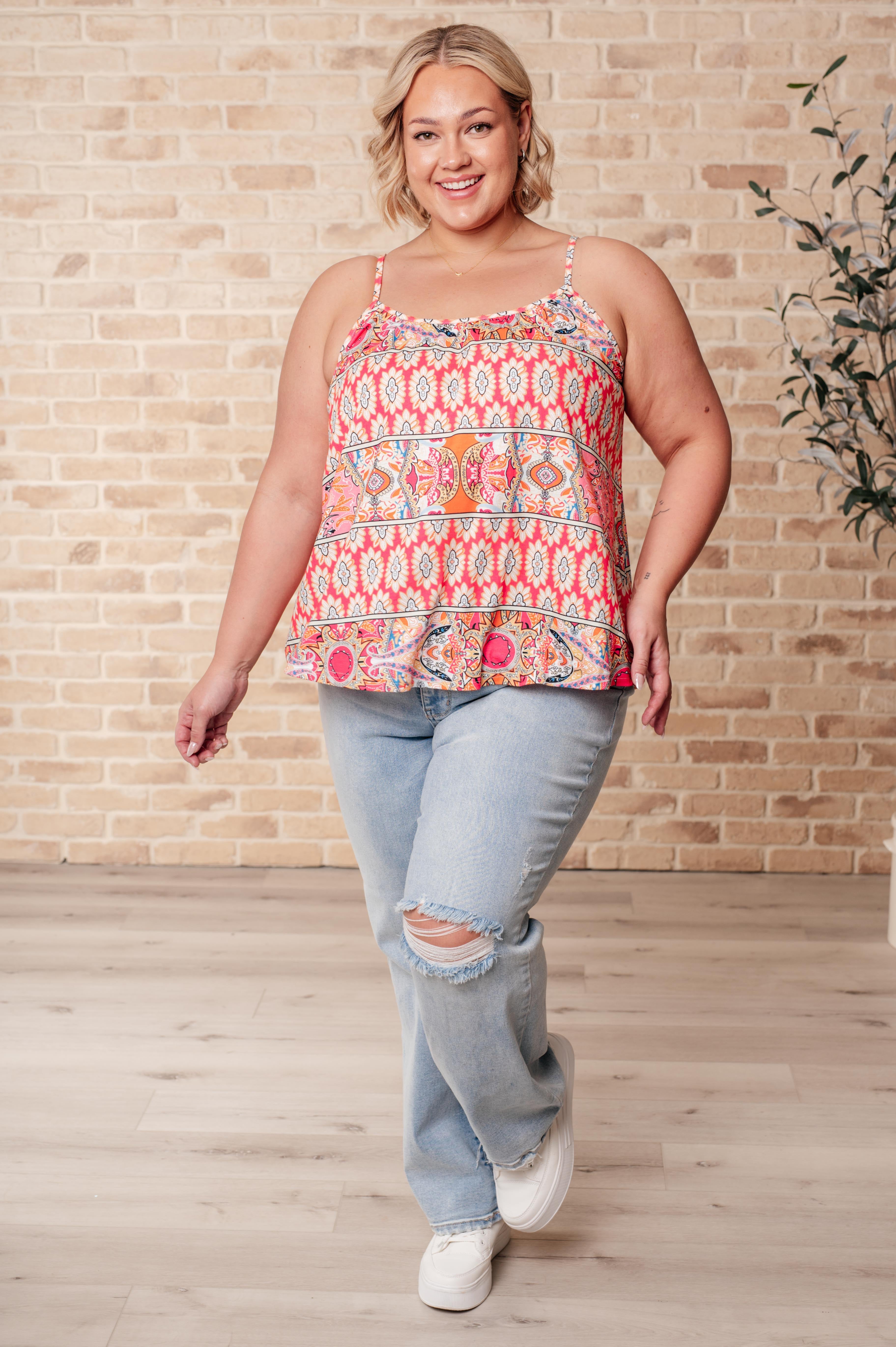 Free Spirited Mixed Print Tank Top - Stylish & Comfortable Women's Summer Casual Wear - Perfect for Beach, Travel & Everyday Outfits