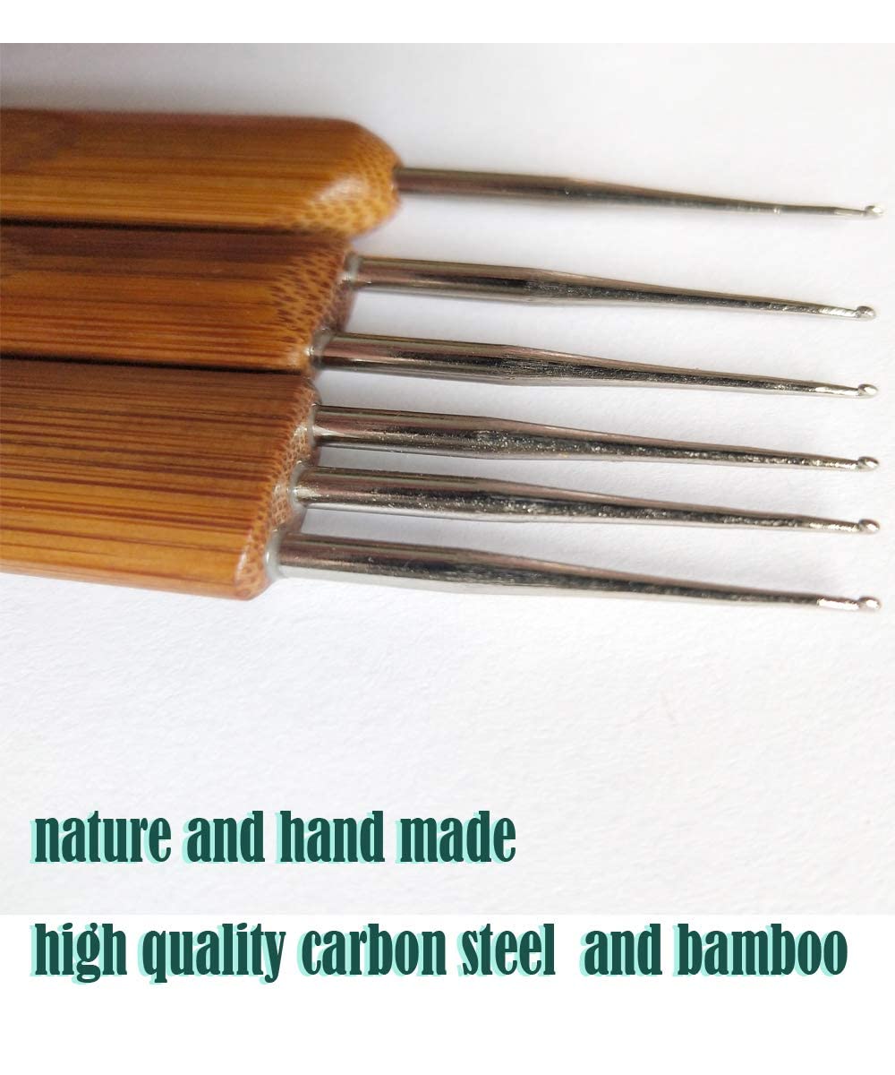 JOSDIOX Professional Dreadlocks Crochet Hooks Set - 0.75mm Steel Needles with Bamboo Handle for Hair Braiding & Locs - Includes 1/2/3 Hook Options (Perfect for Salon, DIY Hair Styling & Natural Hair Care)