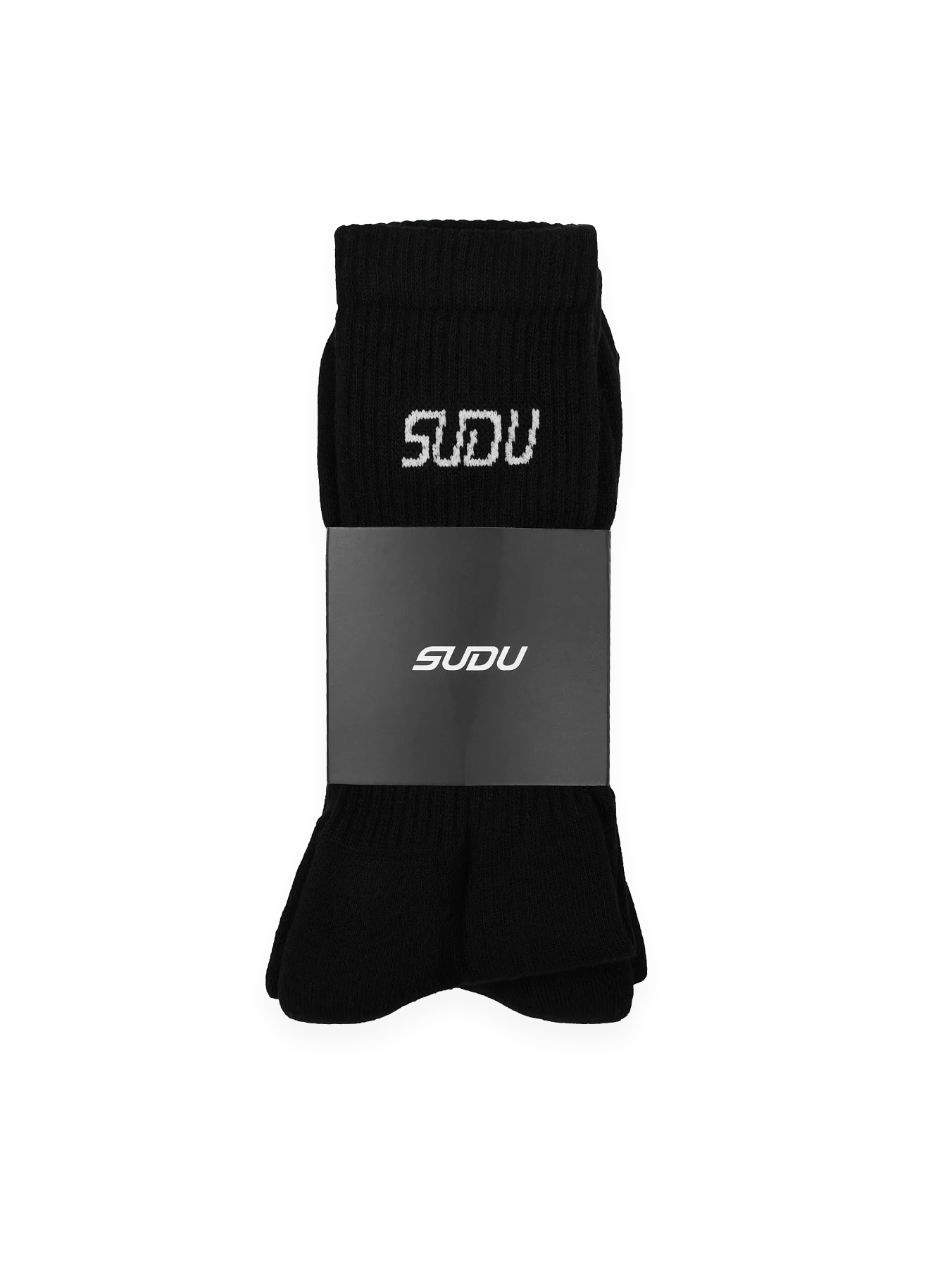 SUDU Crew Socks 2-Pack - Soft Comfortable Cotton Socks for Men & Women - Black Athletic Casual Socks for Running, Work, and Everyday Wear