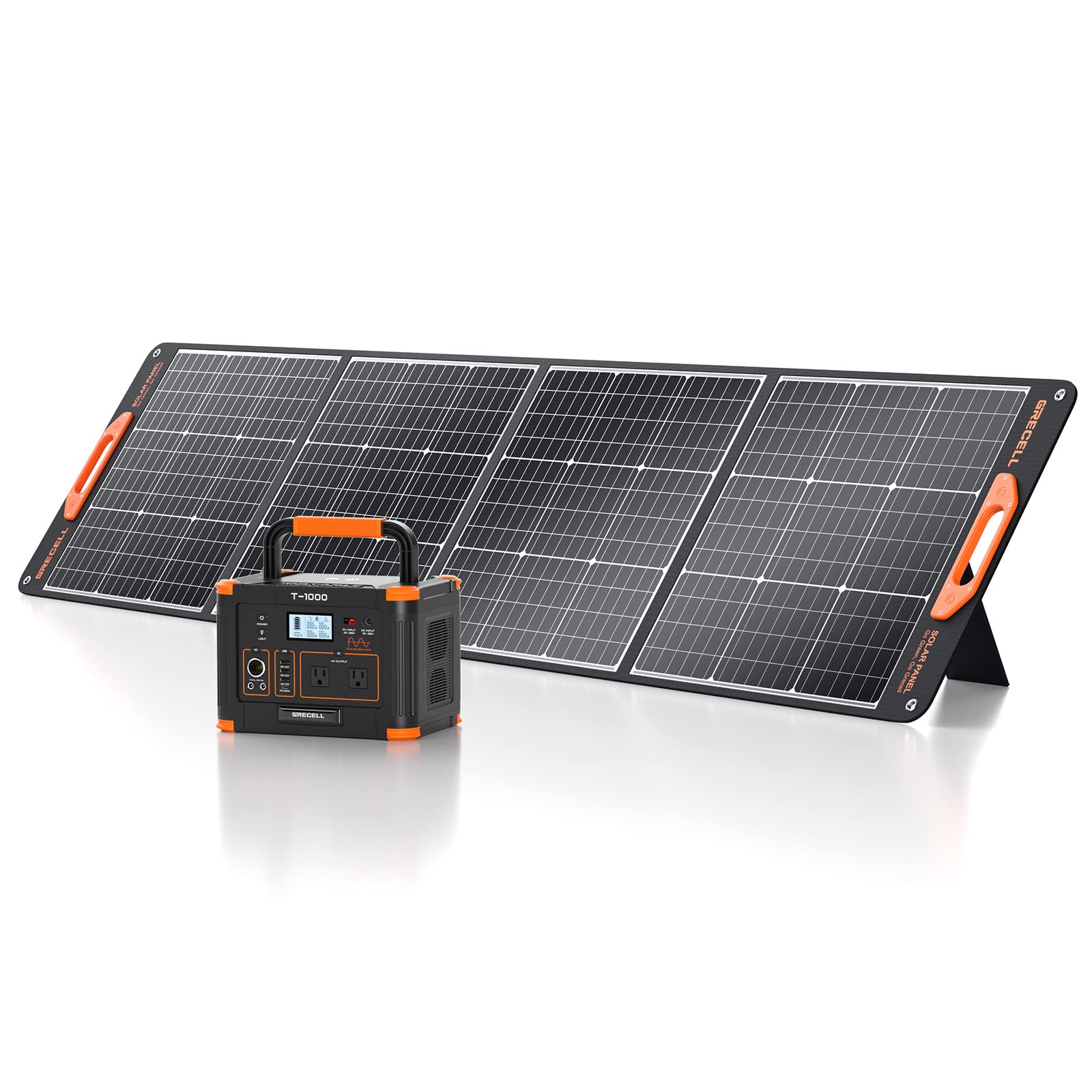 GRECELL 1000W Solar Generator with 200W Portable Solar Panel | 999Wh Portable Power Station | Lithium Battery Backup | USB-C PD 60W | for Outdoor Camping, RV, Off-Grid Living & Home Emergency Power Supply | Perfect for Blackouts, Road Trips & Remote Work