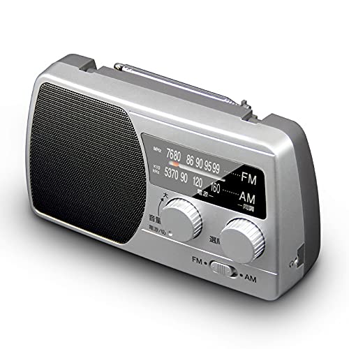 Portable FM/AM Radio with Headphone Jack - Classic Retro Desktop Radio with Handle, Silver Gray - Perfect for Home, Office, Travel & Emergency Use