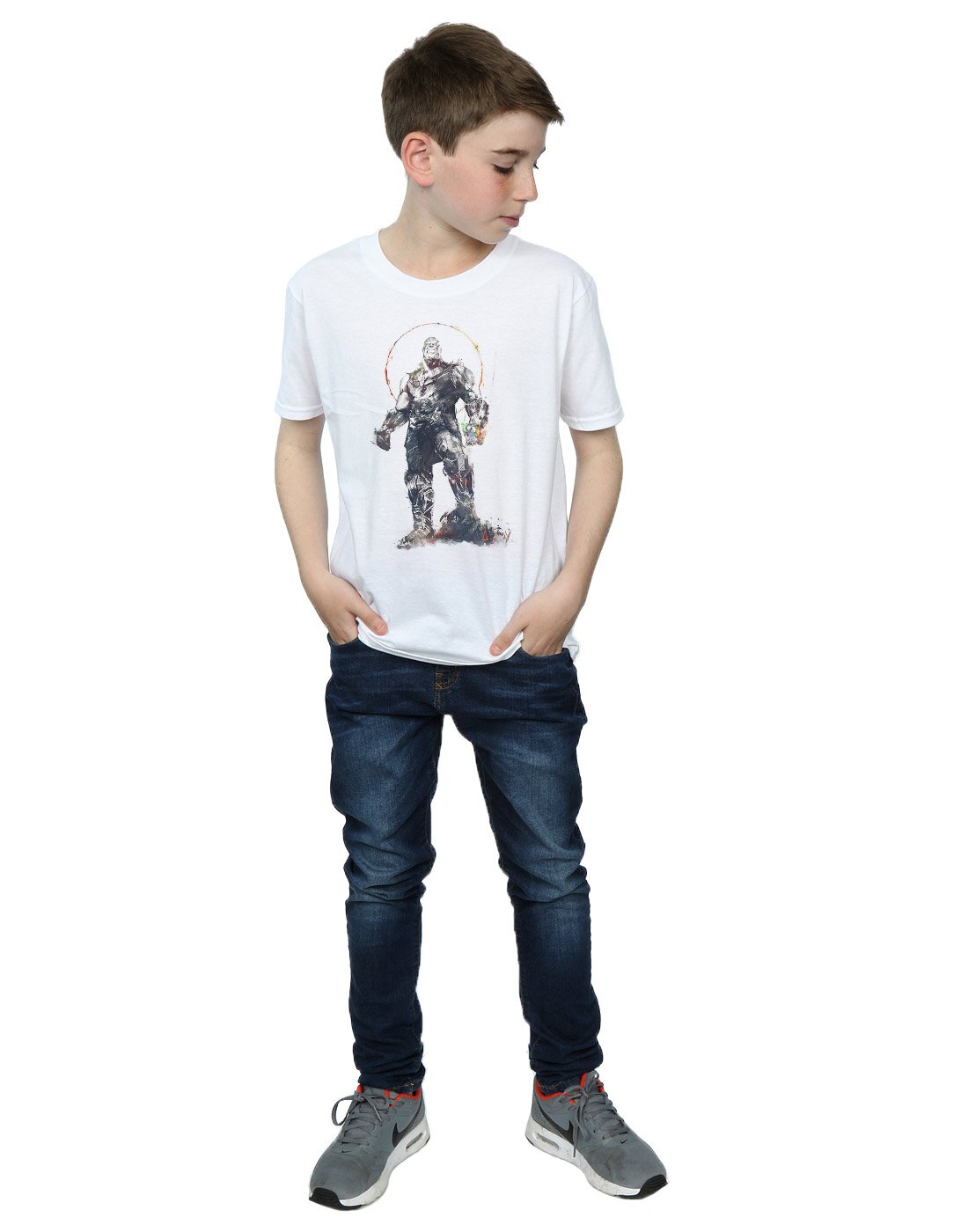 Avengers Infinity War Thanos Sketch Boys T-Shirt - White, Size 12-13 Years | Cool Superhero Graphic Tee for Kids Birthday & Cosplay
