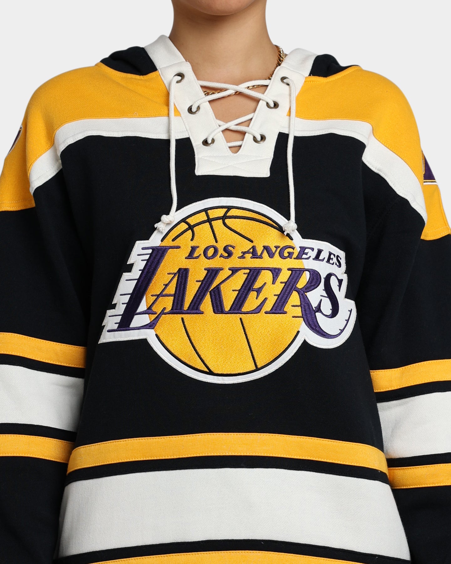 47 Brand Los Angeles Lakers Superior Lacer Hoodie - Jet Black/Gold - Men's NBA Basketball Fan Apparel for Game Day & Casual Wear