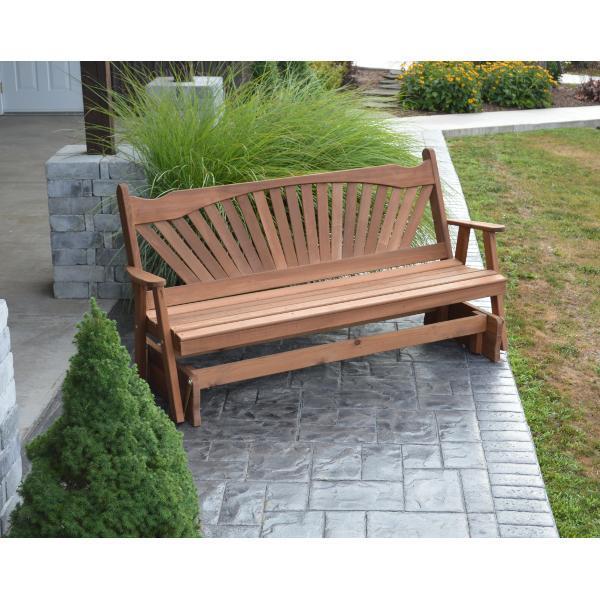 Premium Western Red Cedar Fanback Glider - Handcrafted Outdoor Rocking Chair for Patio, Garden & Porch - Perfect for Relaxing, Reading & Enjoying Nature