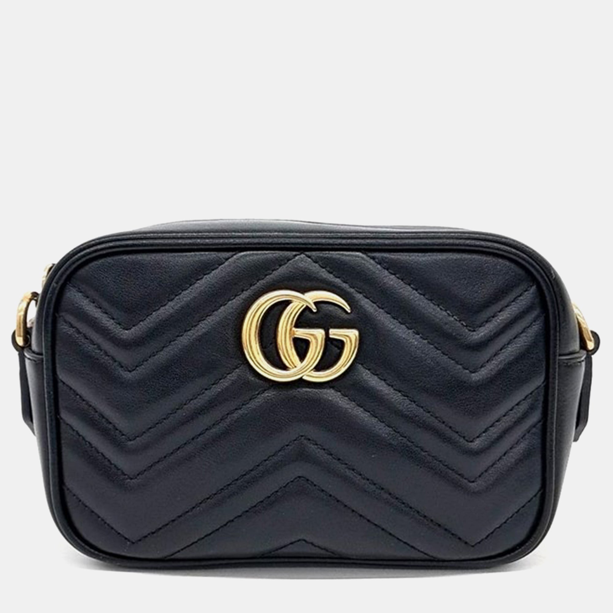 Black Calfskin Matelasse Mini GG Marmont Camera Crossbody Bag - Luxury Leather Shoulder Purse for Women | Perfect for Date Night, Travel & Everyday Use