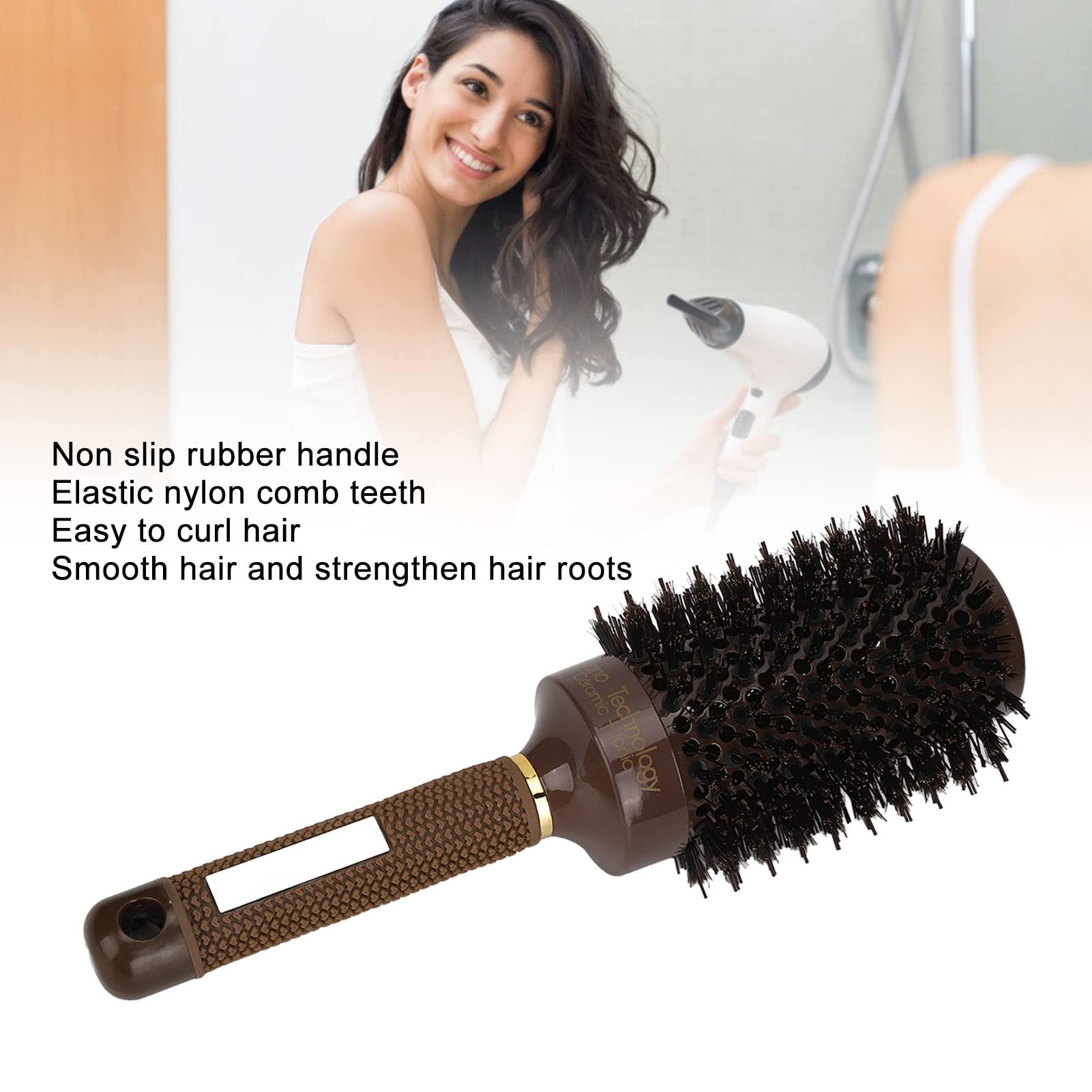 EXCLUZO Thermal Hair Brush with Aluminum Tube & Nylon Teeth - Round Roller Comb for Curly & Straight Hair - Perfect for Salon Styling & Home Use