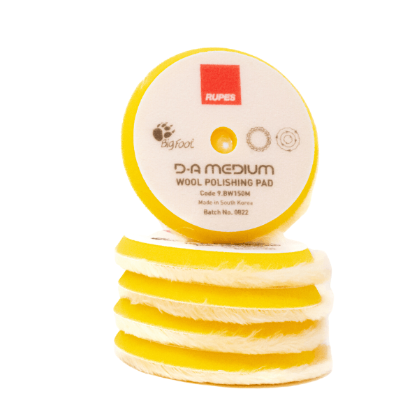 RUPES Yellow DA Medium Polishing Wool Pad - Premium Car Detailing Buffing Pad for Dual Action Polishers - Perfect for Paint Correction, Scratch Removal & Auto Detailing