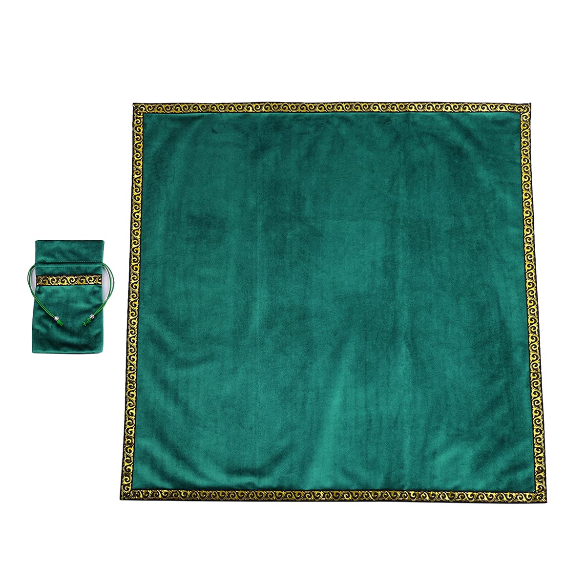 BLESSUME Green Velvet Tarot Table Cloth with Pouch - Divination Altar Cloth for Wicca, Tarot Reading & Spiritual Rituals - Perfect for Psychic Readings, Meditation & Witchcraft Ceremonies