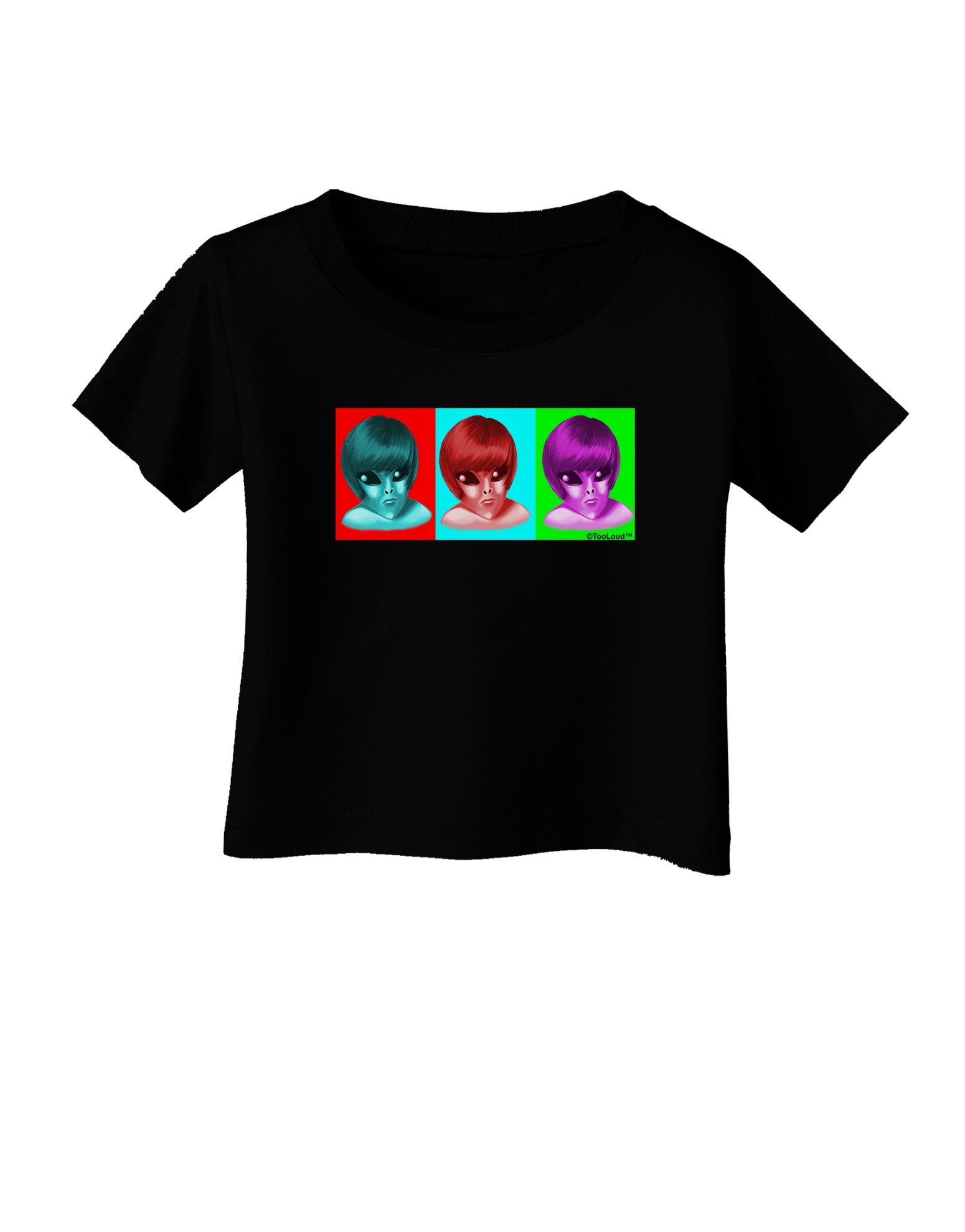 TOOLOUD Alien Pop Art Baby T-Shirt - Cute Extraterrestrial Graphic Tee for Infants (Dark Color) - Perfect for Space-Themed Birthday Parties & Photo Shoots