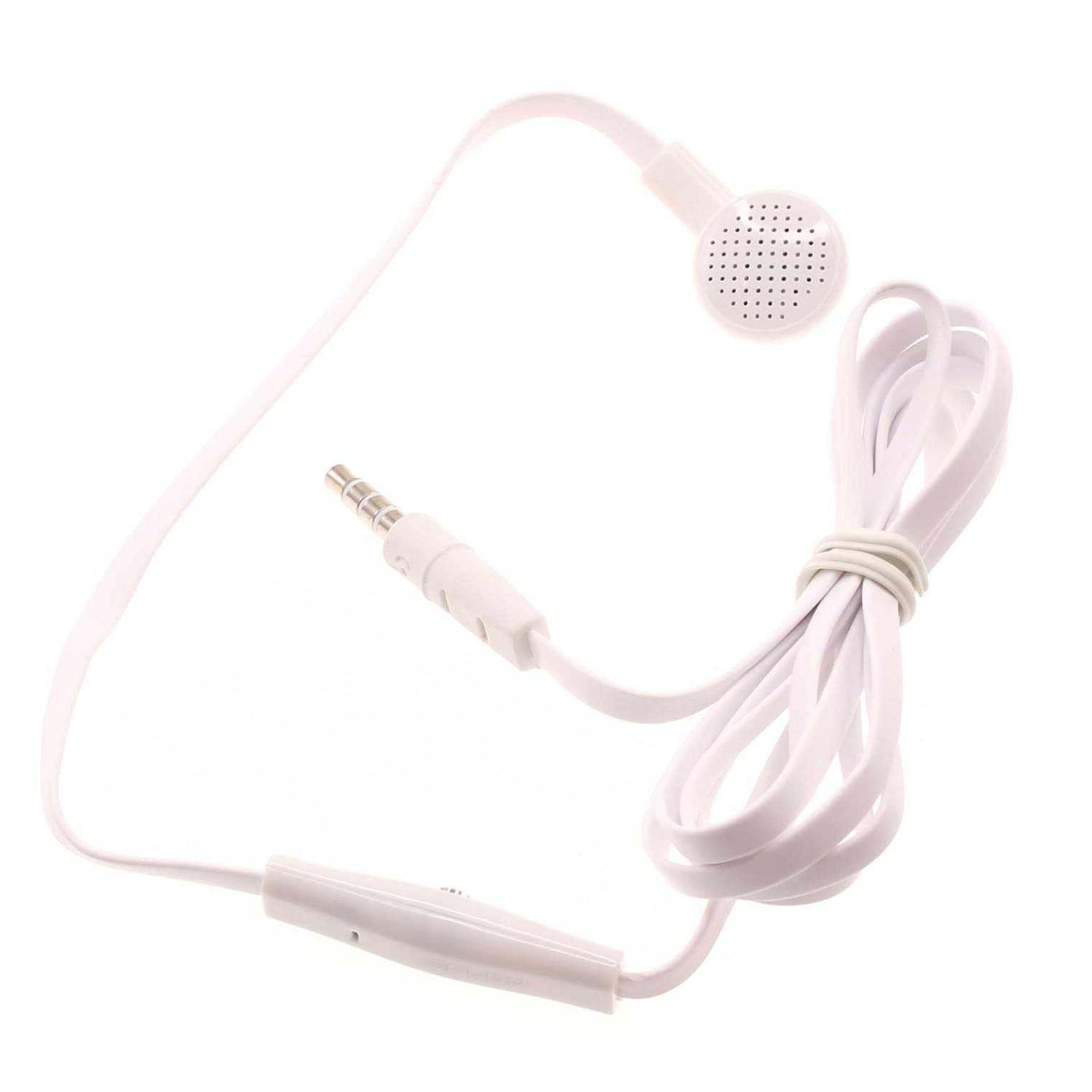 Mono Wired Headset Single Earbud 3.5mm for T-Mobile REVVL V+ 5G Phone - Flat White Headphones Compatible with REVVL V Plus 5G Model - Perfect for Calls, Gaming & Music Listening