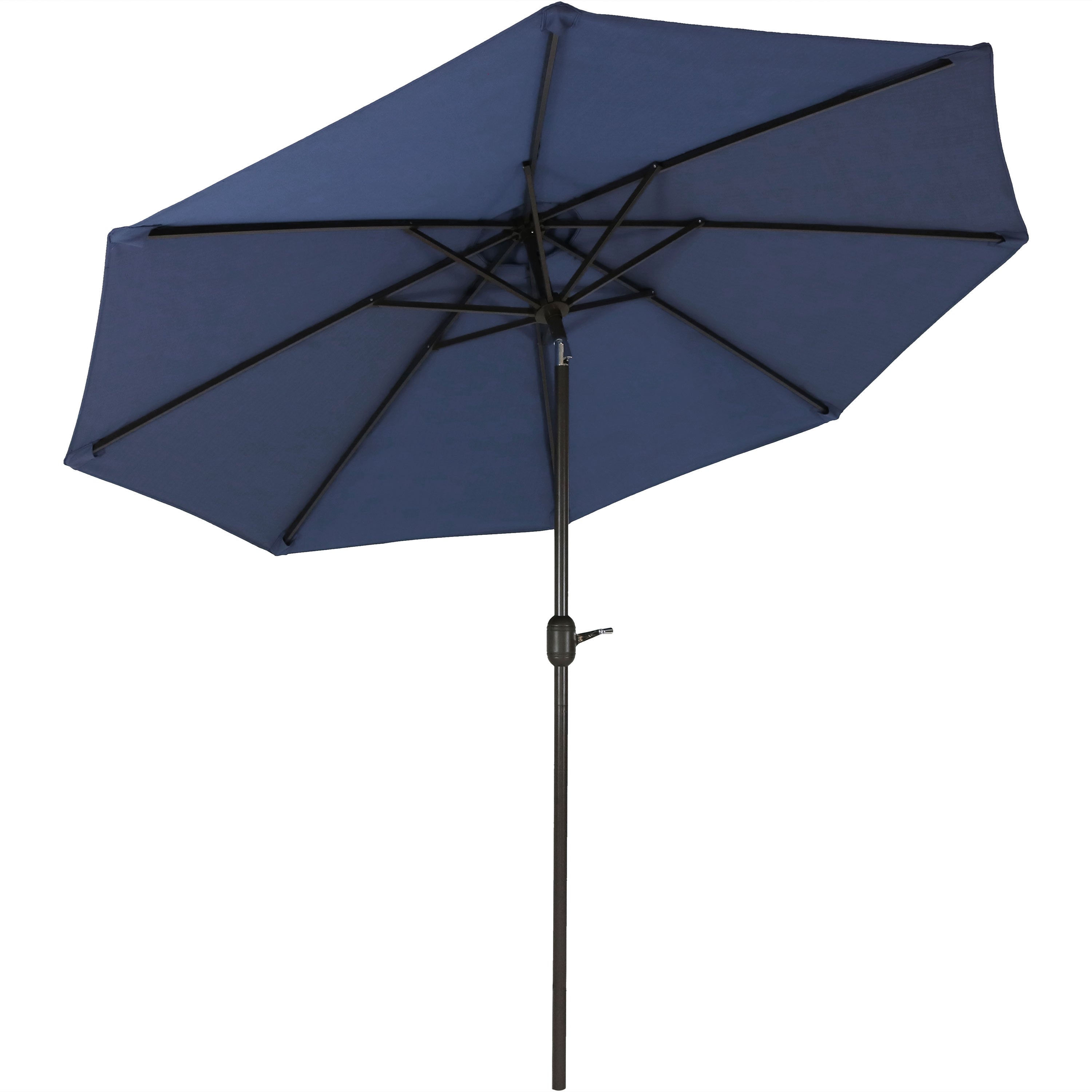 Sunnydaze 9-Foot Aluminum Spun Poly Market Umbrella with Tilt & Crank - Navy Blue Outdoor Patio Umbrella for Garden, Poolside, and Restaurant Use