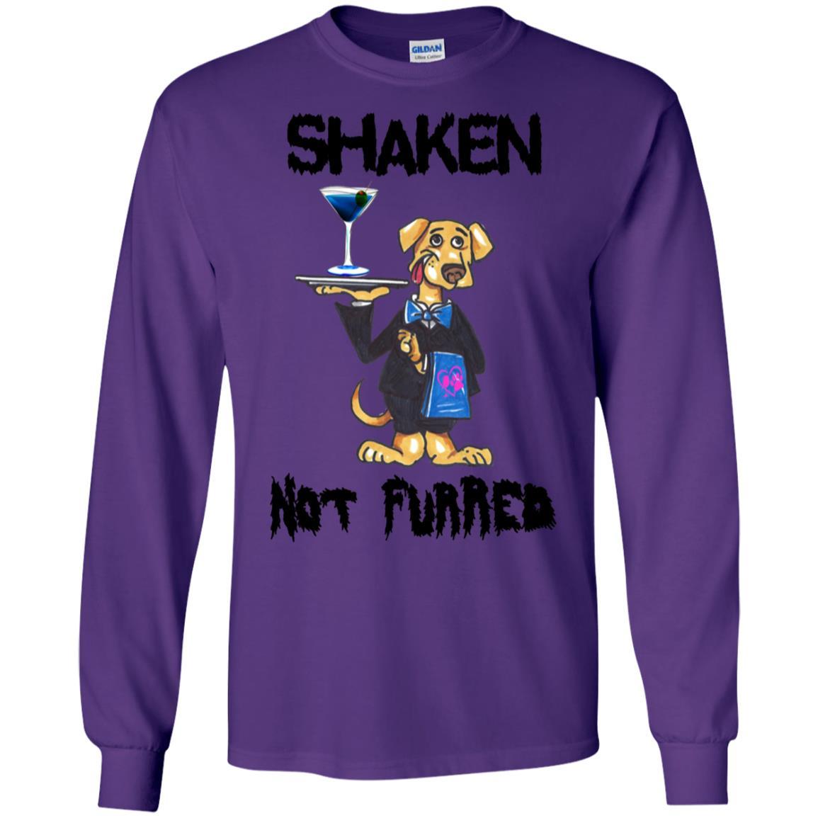 WineyBitches.Co Shaken Not Furred Long Sleeve Ultra Soft Cotton T-Shirt for Women | Comfortable Casual Wear for Wine Nights & Outings