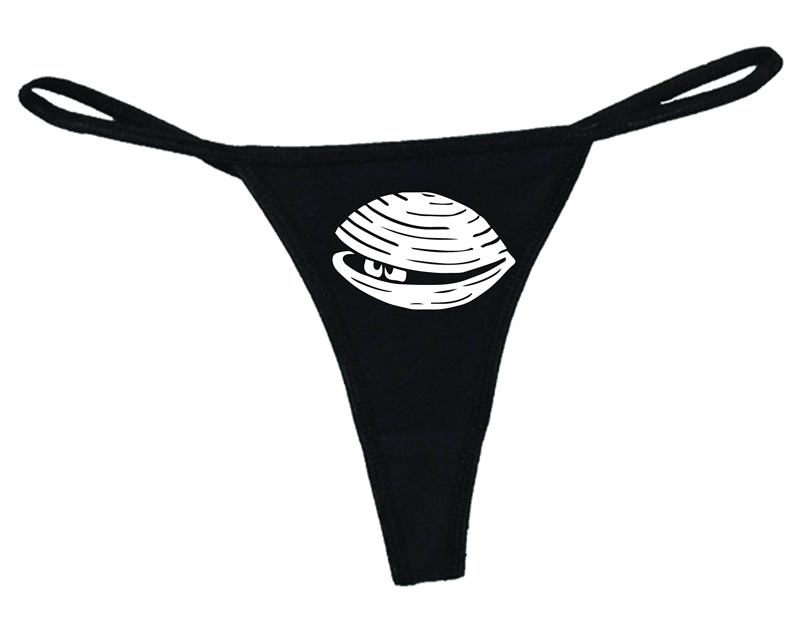 STUFF WITH ATTITUDE Women's Clam Black Thong Panties - Sexy Lingerie for Everyday Wear & Special Occasions