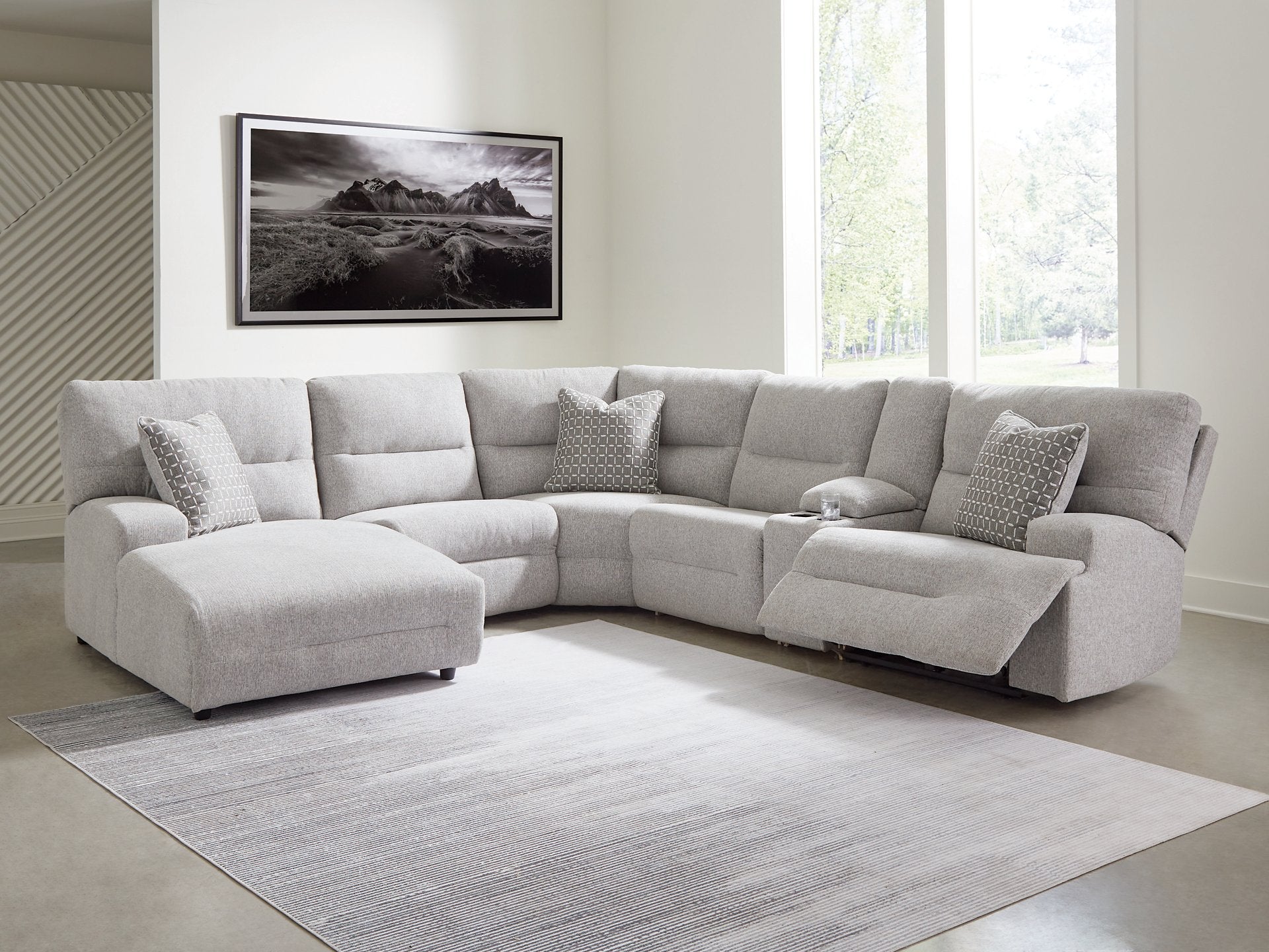 Acklen Place Power Reclining Sectional Sofa with Chaise Lounge - Modern Recliner Living Room Furniture for Home Theater & Family Relaxation