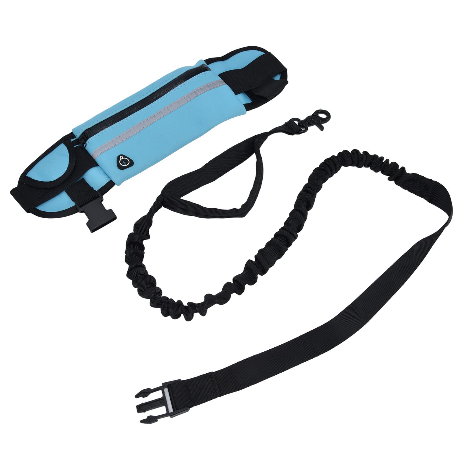 Lightweight Reflective Waist Dog Leash with Belt Bag - Hands-Free Dog Walking Leash for Night Running & Jogging (Sky Blue) - Perfect for Outdoor Activities, Hiking, and Daily Dog Walks