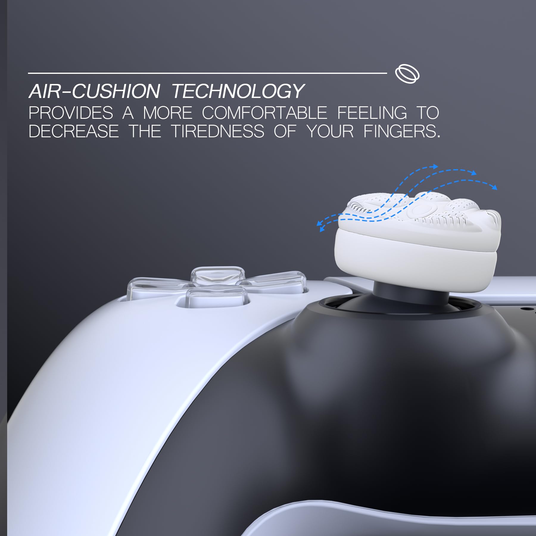 PlayVital Joystick Thumb Grip Caps for PS5/PS4, Xbox Series X/S, Xbox One/Elite Series 2 & Nintendo Switch Pro Controller - White | Ergonomic Comfort for Gaming | Perfect for FPS, Racing & Long Gaming Sessions