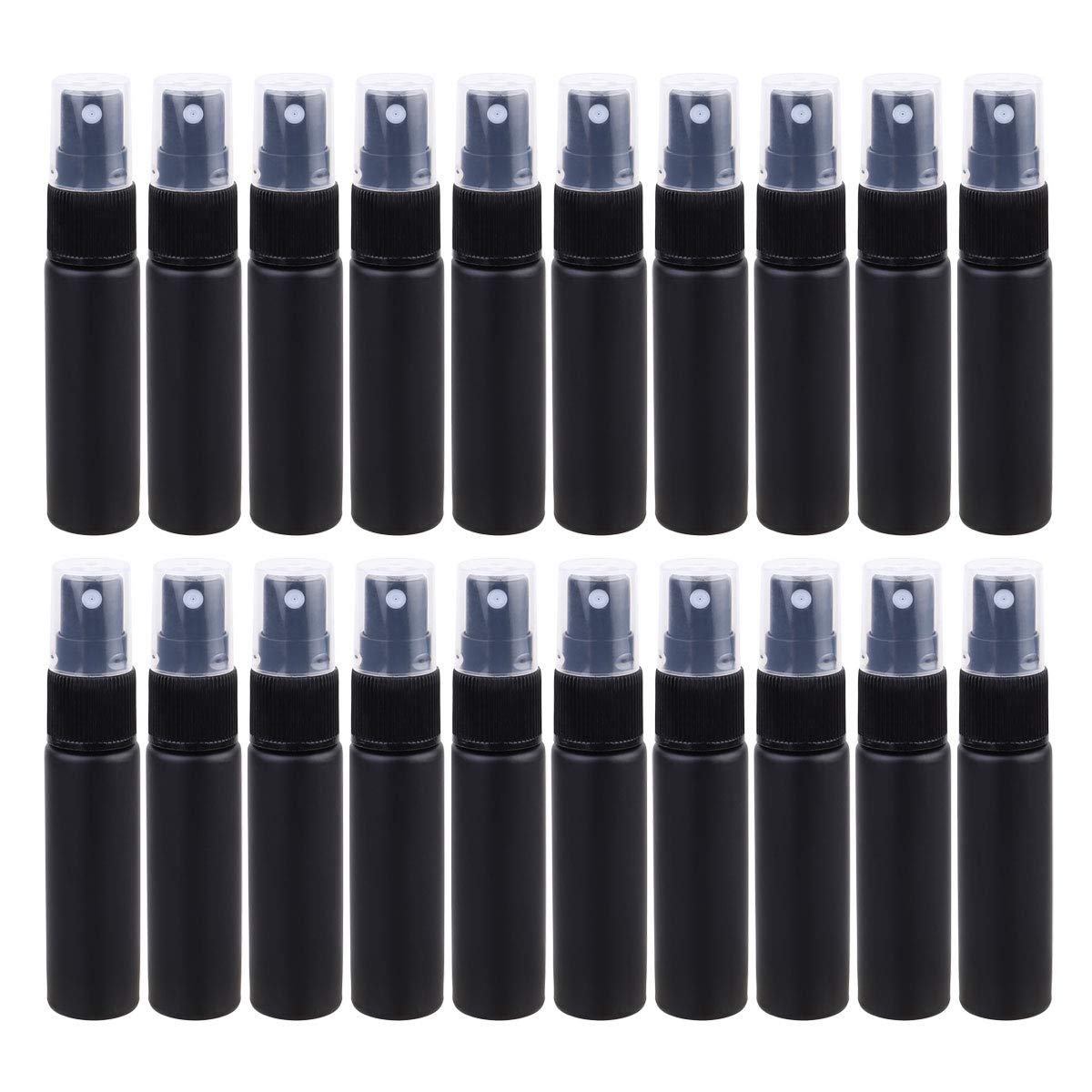 FOMIYES 20PCS 10ML Empty Glass Perfume Bottles - Refillable Essential Oil Sprayer, Portable Travel Size (Black) - Perfect for DIY Fragrances, Aromatherapy & Sample Liquids