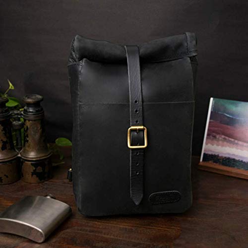 Trip Machine Company Black Leather Mini Pannier - Compact Motorcycle Saddlebag for Harley, Cruiser & Adventure Bikes - Perfect for Daily Commute & Road Trips