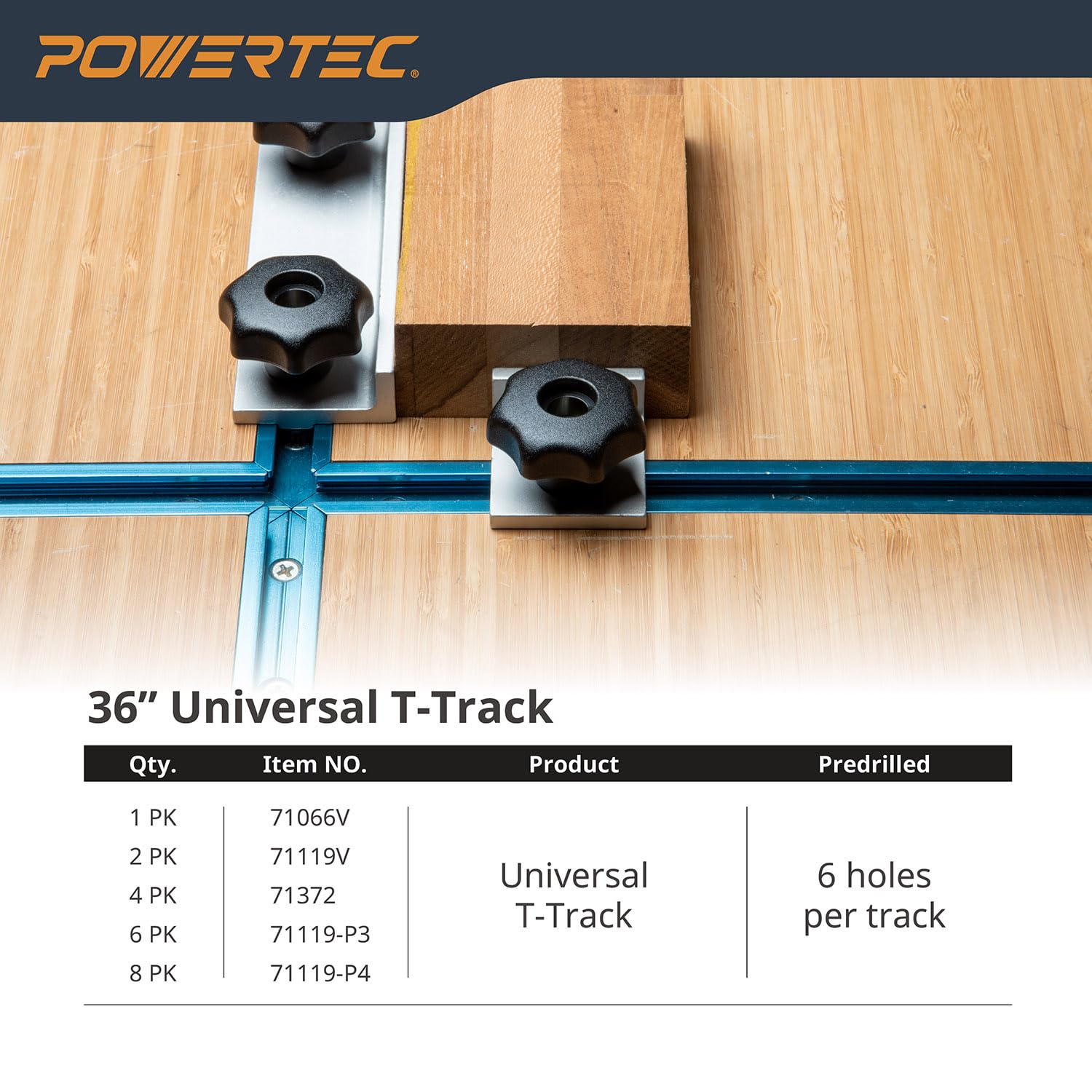 POWERTEC 71121V 16-Pc T Track Knob Kit for Woodworking Jigs & Fixtures - DIY Workshop Accessories