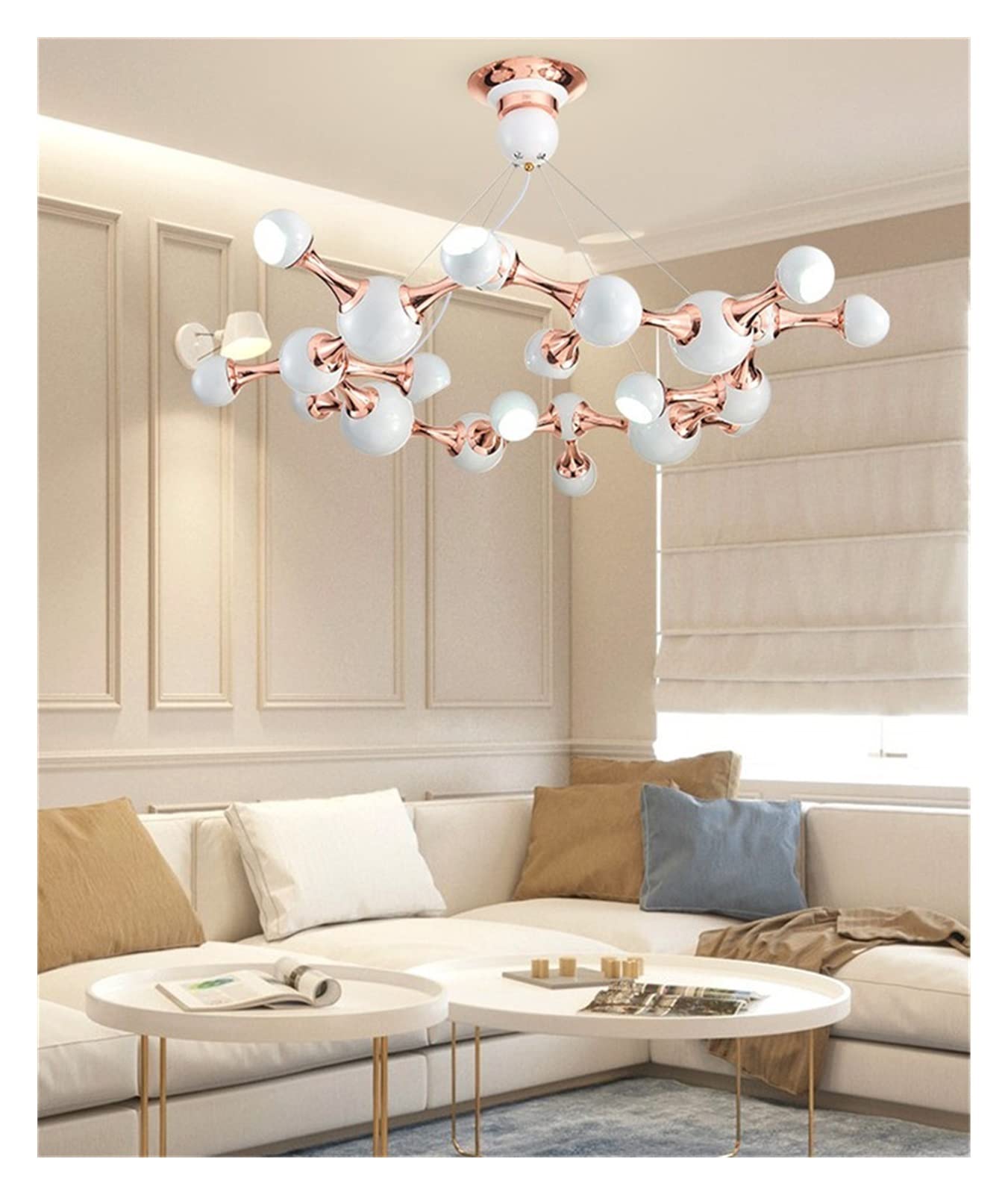 Modern LED Chandelier Light Fixture - Luxury Black & White Metal Ceiling Lamp for Dining Room, Villa & Indoor Lighting | G9 Bulb Compatible | Perfect for Home Decor, Wedding Venues & Restaurant Ambiance