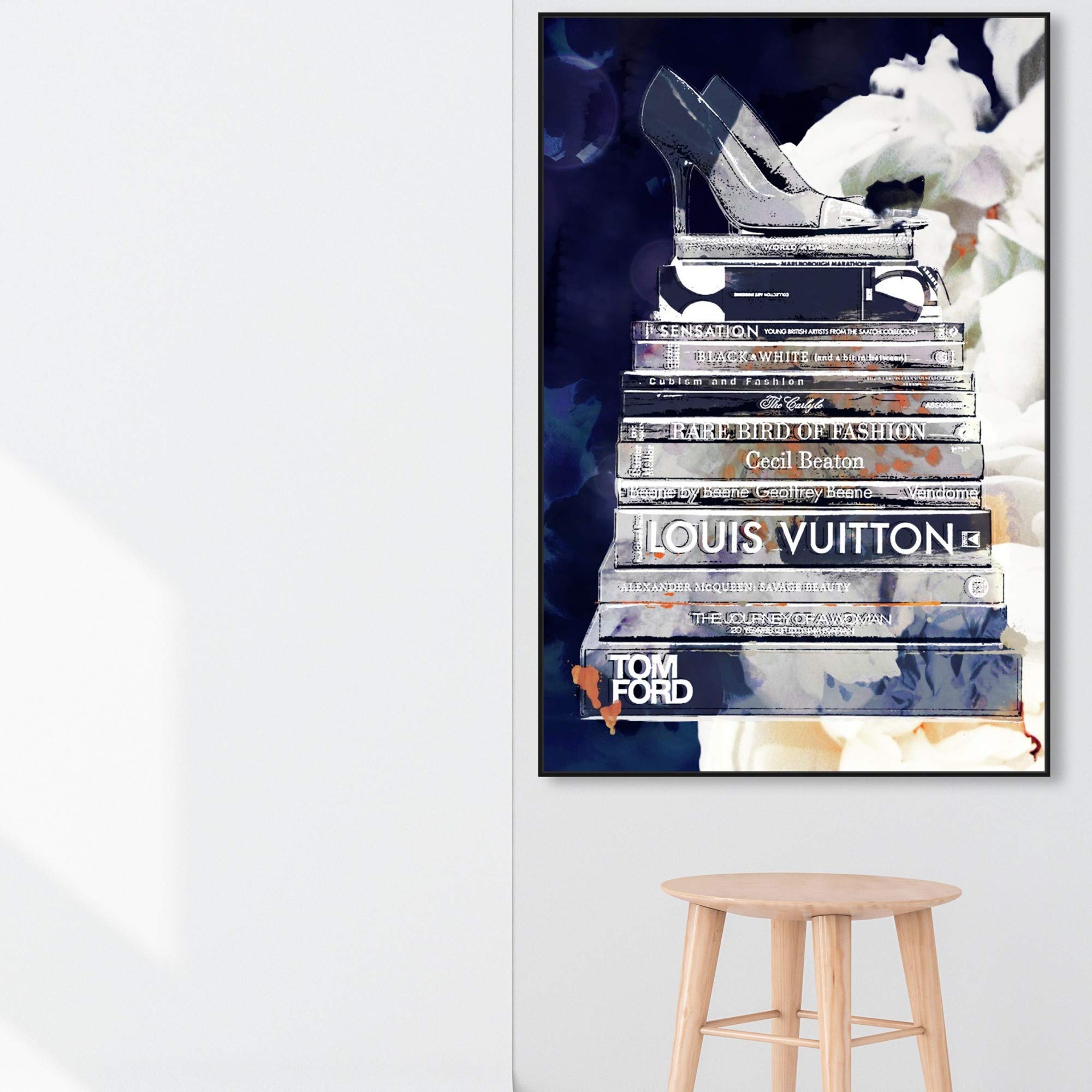 Oliver Gal Artist Co. 'Deep Thoughts' Framed Wall Art Canvas Print - 36x54 Inches Blue & White Home Decor - Perfect for Living Room, Bedroom & Office Décor (14438_36x54_CANV_BFL)