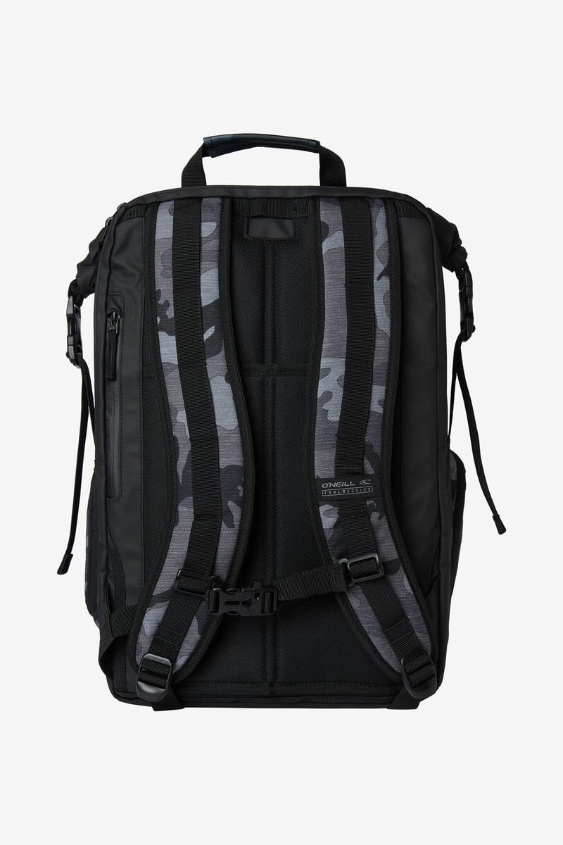 O'NEILL Men's Odyssey Traveler 37L Backpack - Black Camo | Lightweight Durable Hiking Backpack for Camping, Travel & Outdoor Adventures