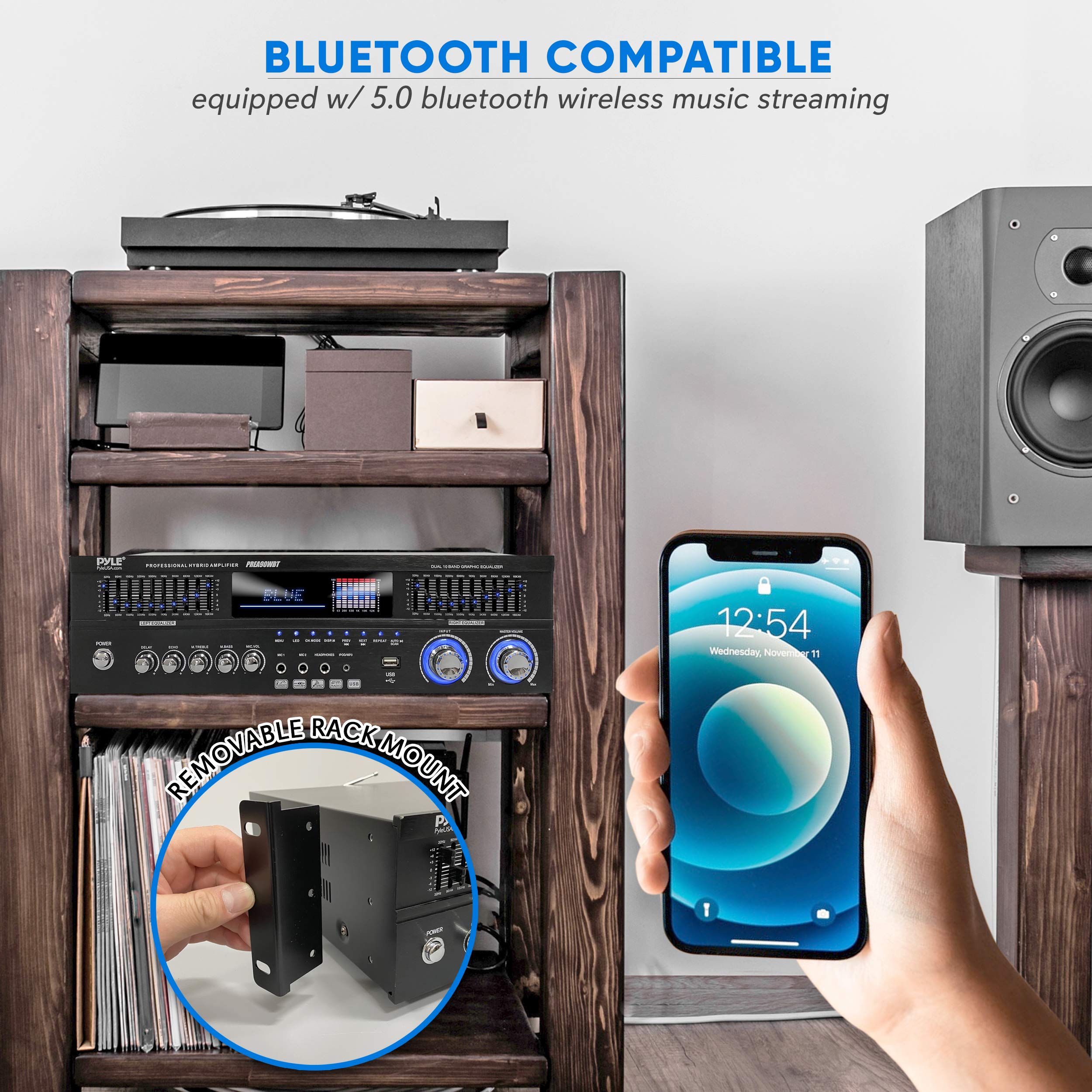 Pyle 6-Channel Bluetooth Hybrid Home Amplifier - 1600W Power Stereo Receiver w/Radio, USB, AUX, RCA, Mic, Optical & Coaxial Inputs - Perfect for Home Theater, DJ Setup & Live Sound Systems