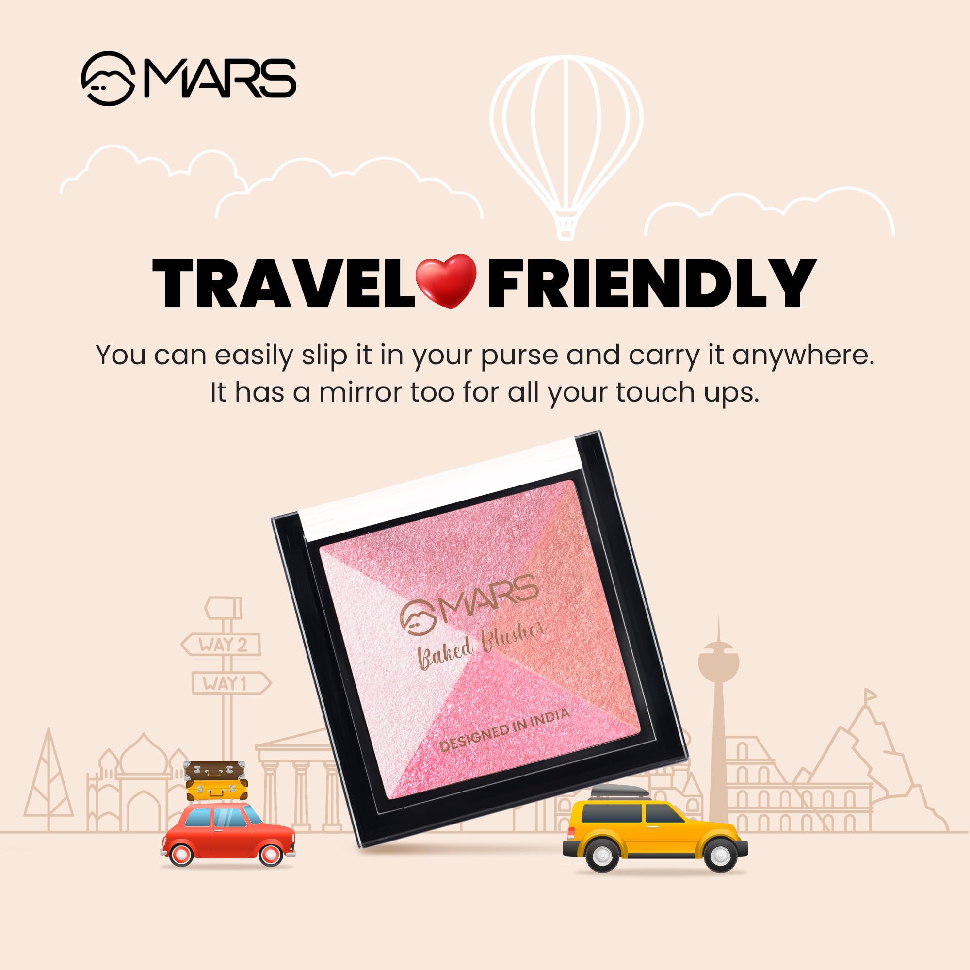 MARS Baked Blusher & Highlighter Palette - Radiant Glow, Long-Lasting Face Makeup (6g, Shade-02) | Perfect for Everyday Wear & Special Occasions