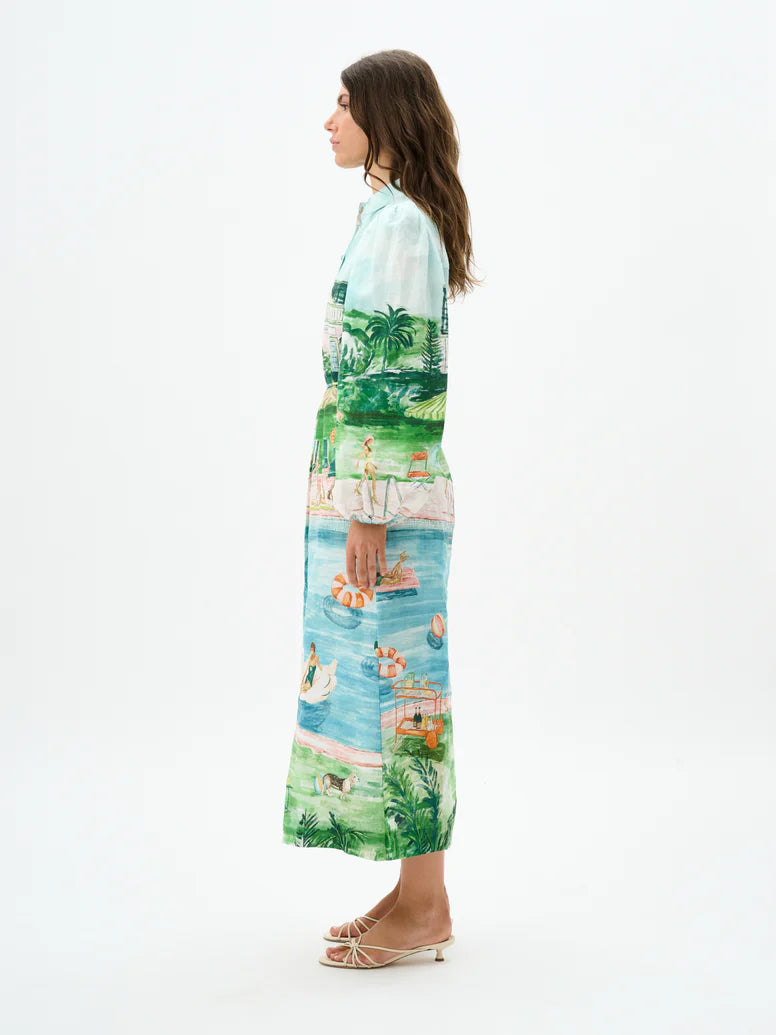 Alexandra Women's Floral Summer Dress - Elegant Short Sleeve A-Line Midi Dress for Casual Wear, Beach Vacation, and Date Night